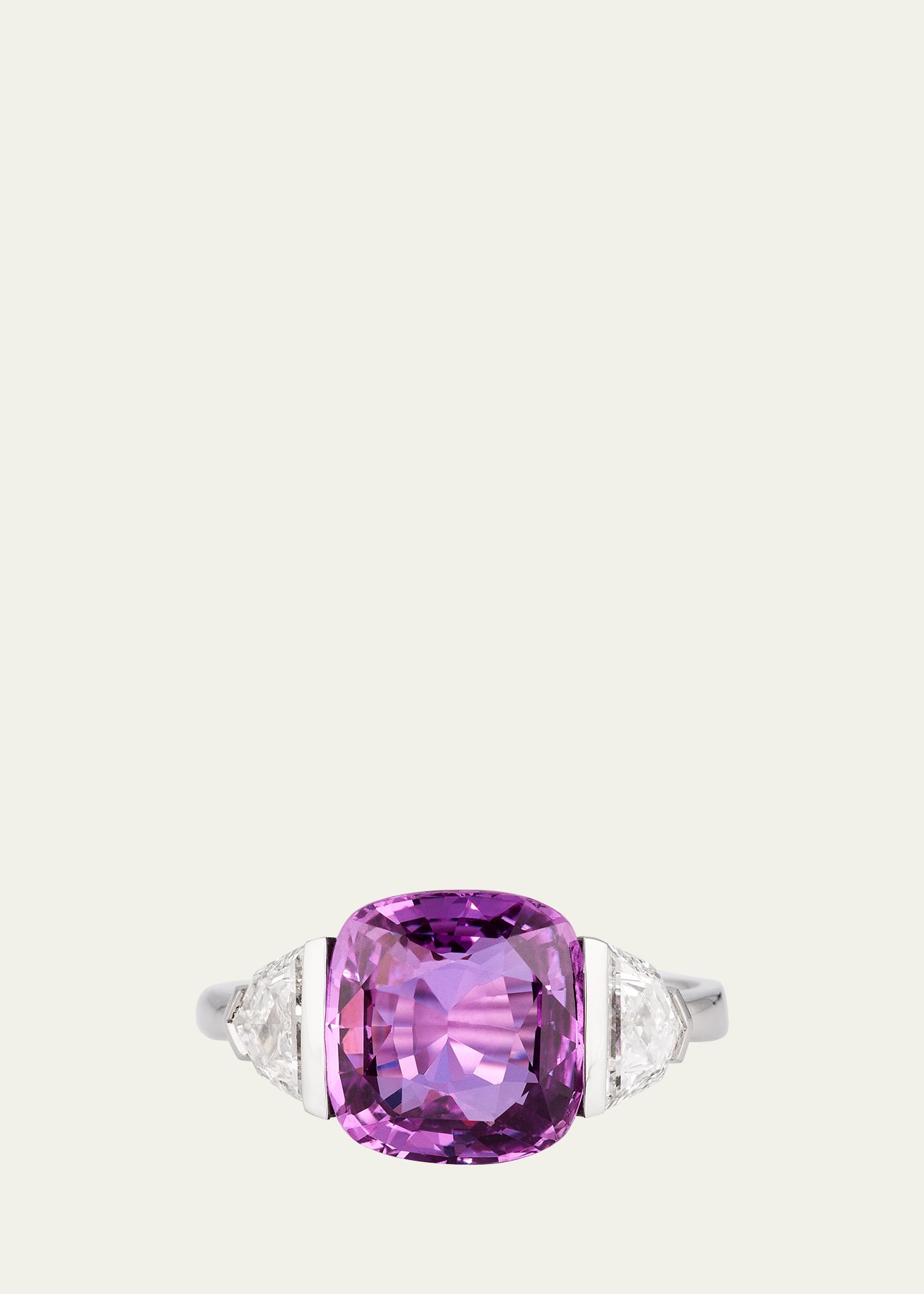 Bayco Platinum Ring With Pink Sapphire And Diamonds