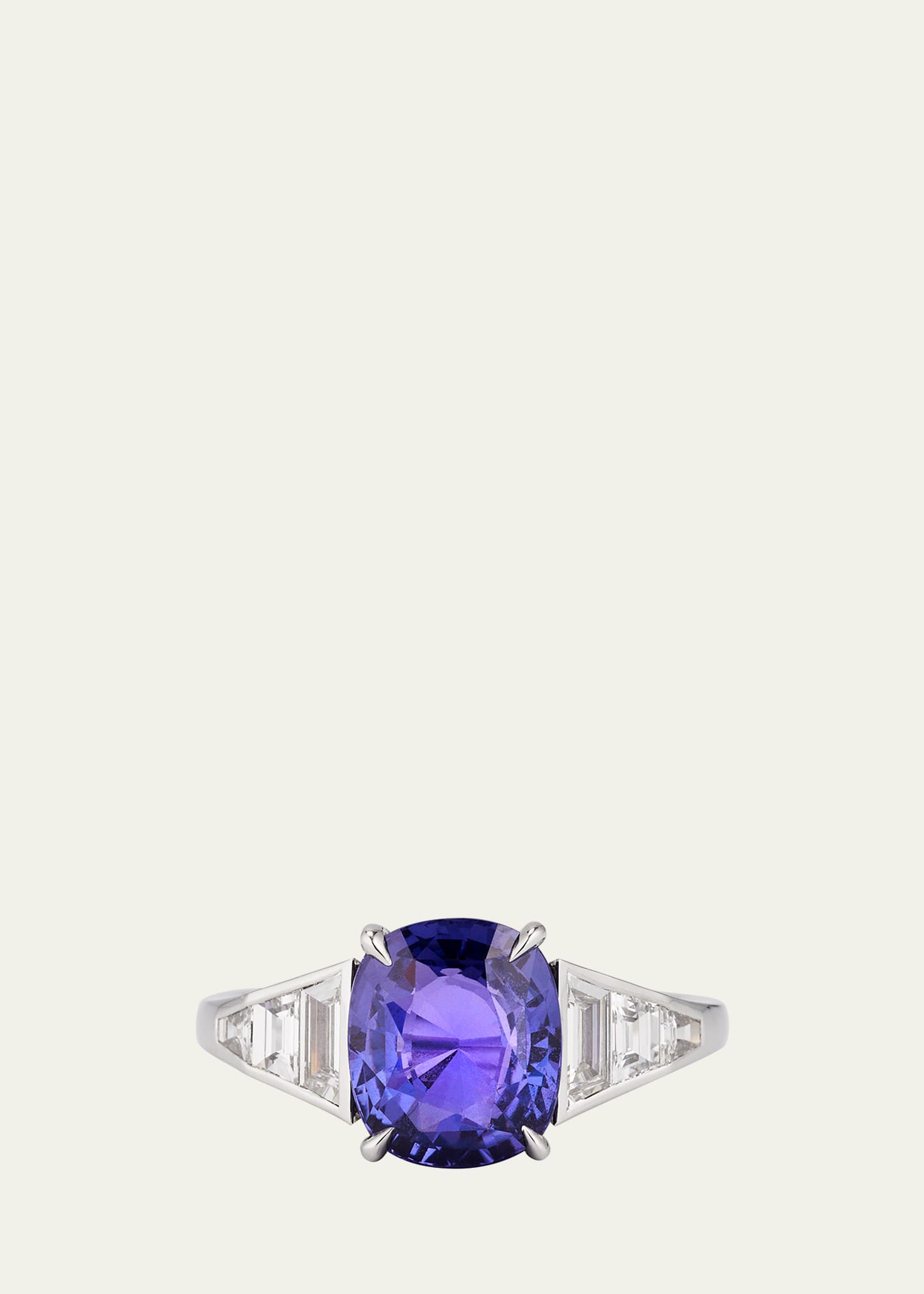 Bayco Platinum Ring With Purple Sapphire And Diamonds