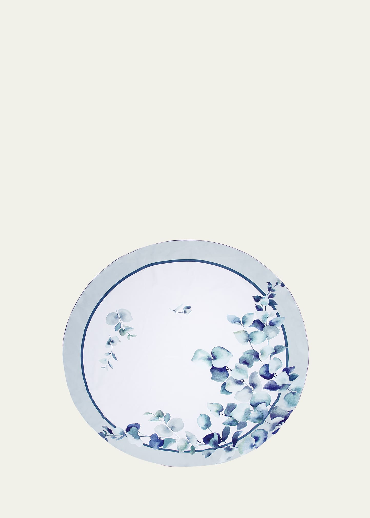 The Lino Eucalyptus Navy Tablecloth, 71" Round In Navy