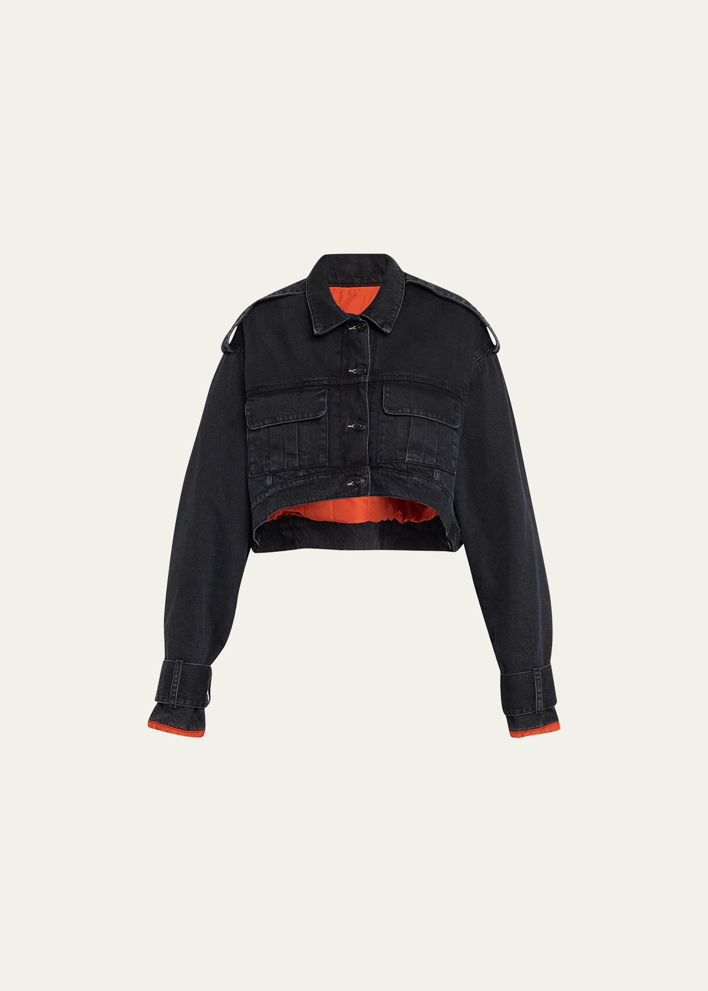 3x1 Gina Cropped Denim Cargo Jacket In Blkomb Black Atl