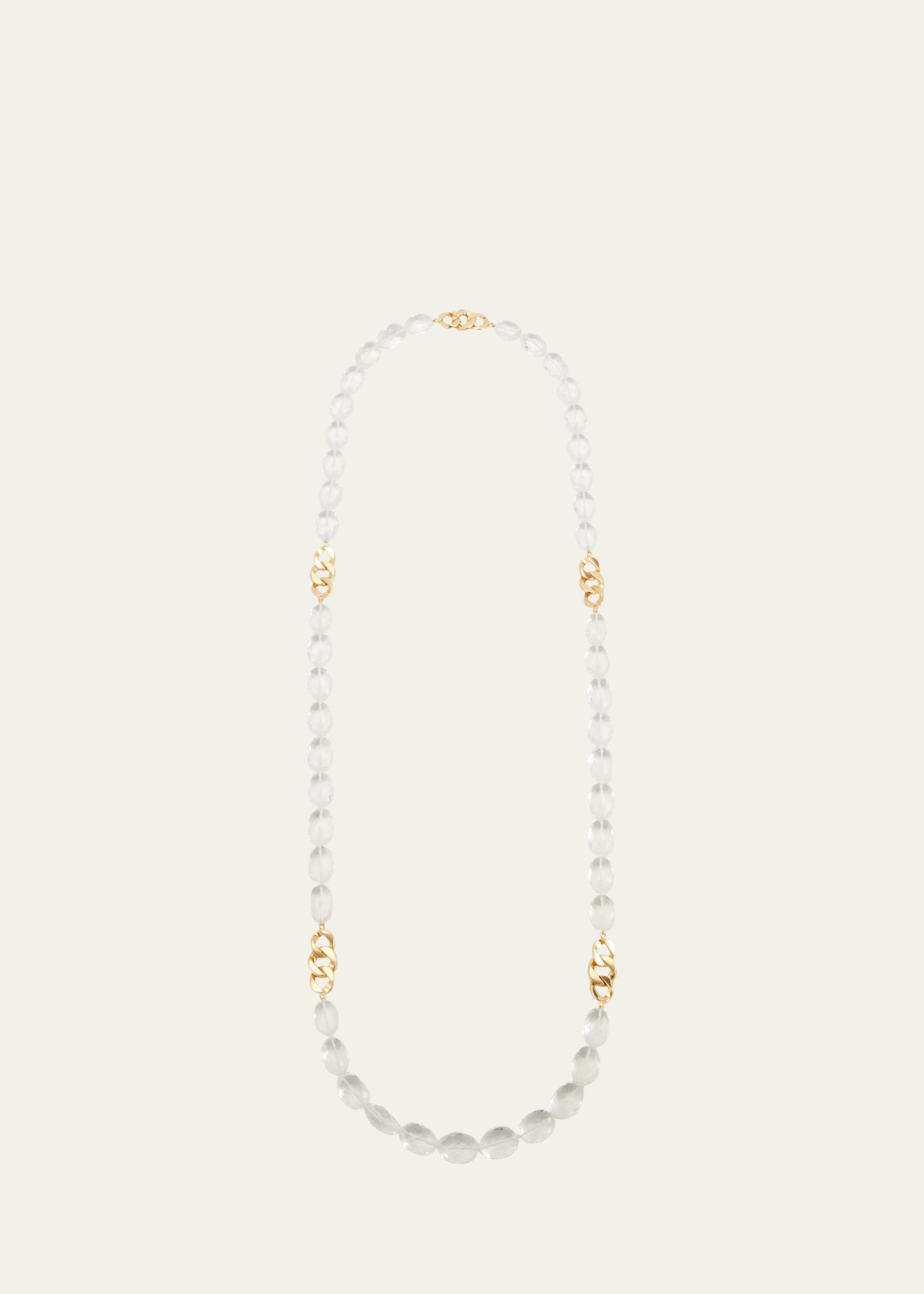 18k Yellow Gold Curblink and Rock Crystal Necklace