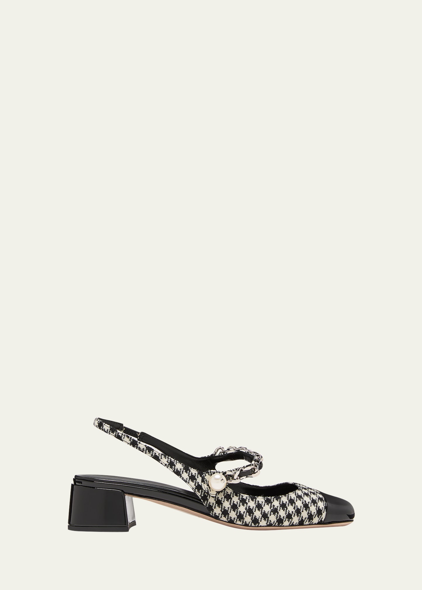 Miu Miu Patent Bow Kitten-Heel Slingback Pumps