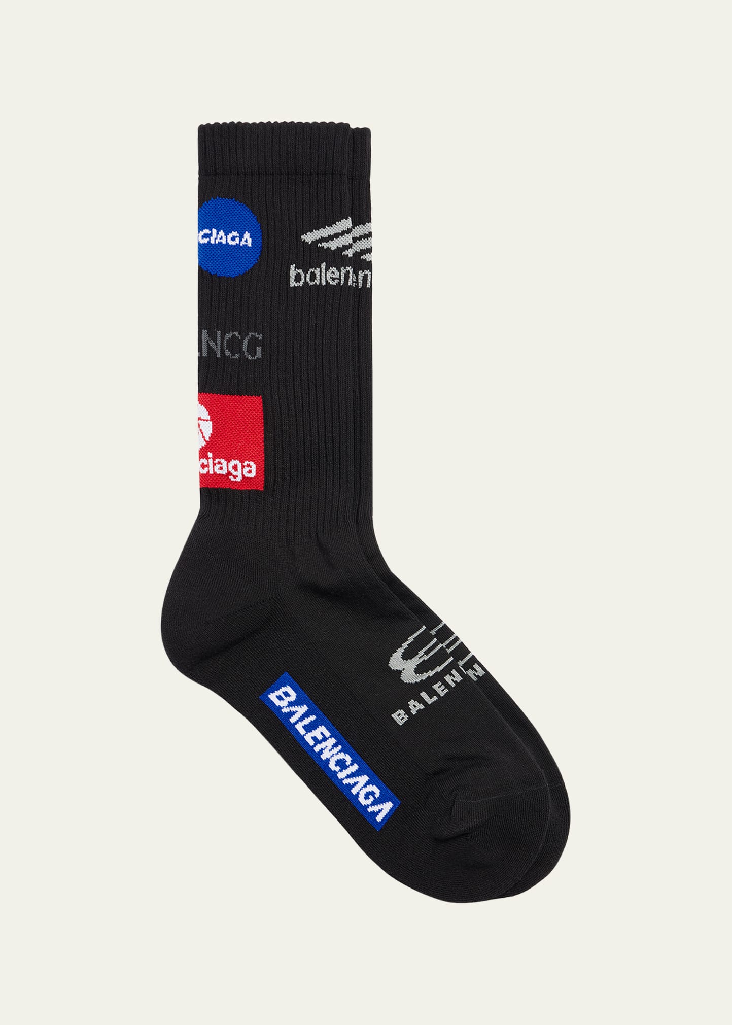Shop Balenciaga Men's Top League Crew Socks In Black