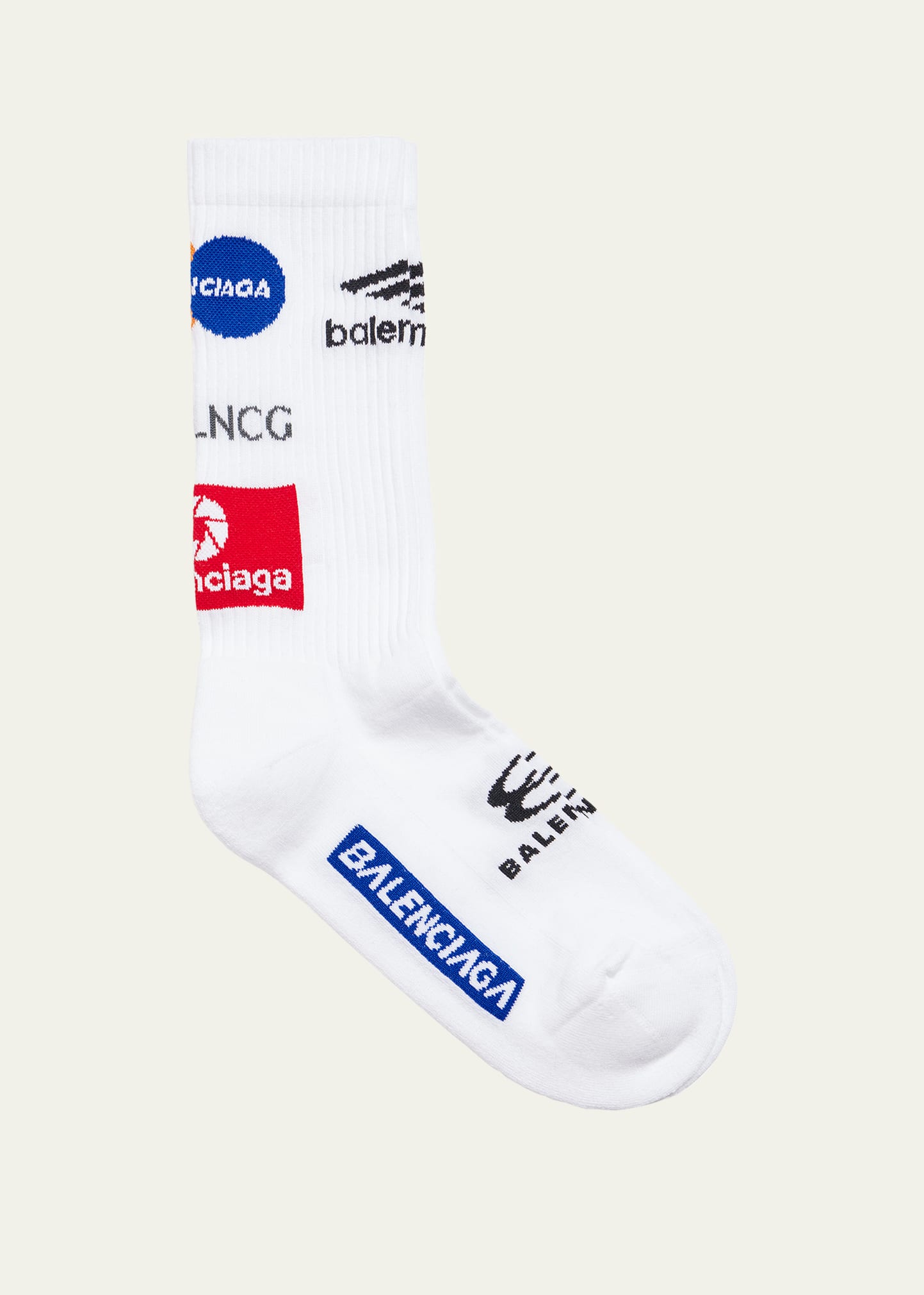 Shop Balenciaga Men's Top League Crew Socks In White