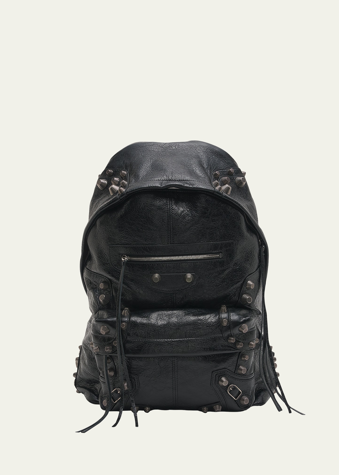 Shop Balenciaga Men's Le Cagole Studded Leather Backpack In Black