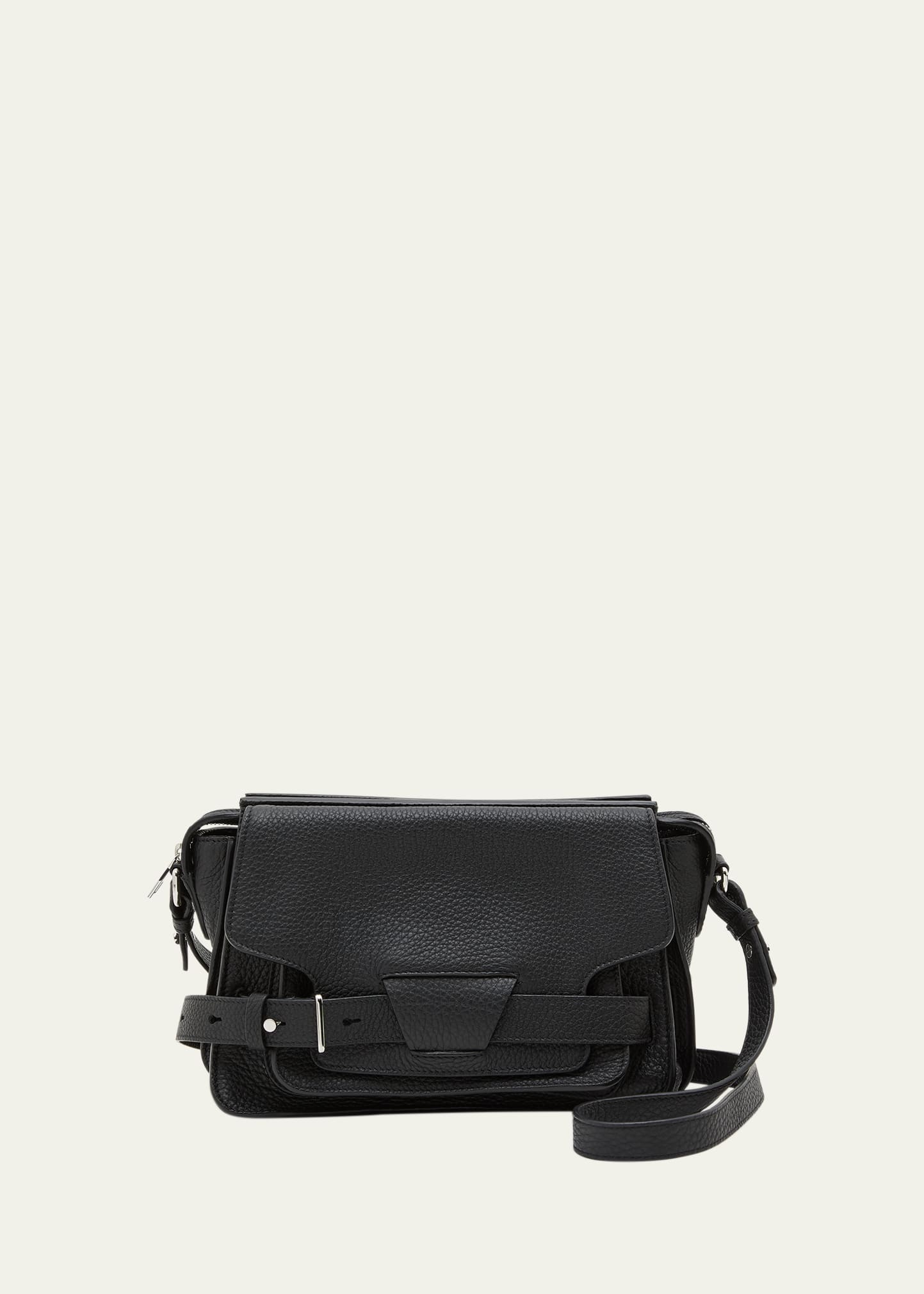 Shop Proenza Schouler Beacon Saddle Leather Crossbody Bag In 001 Black