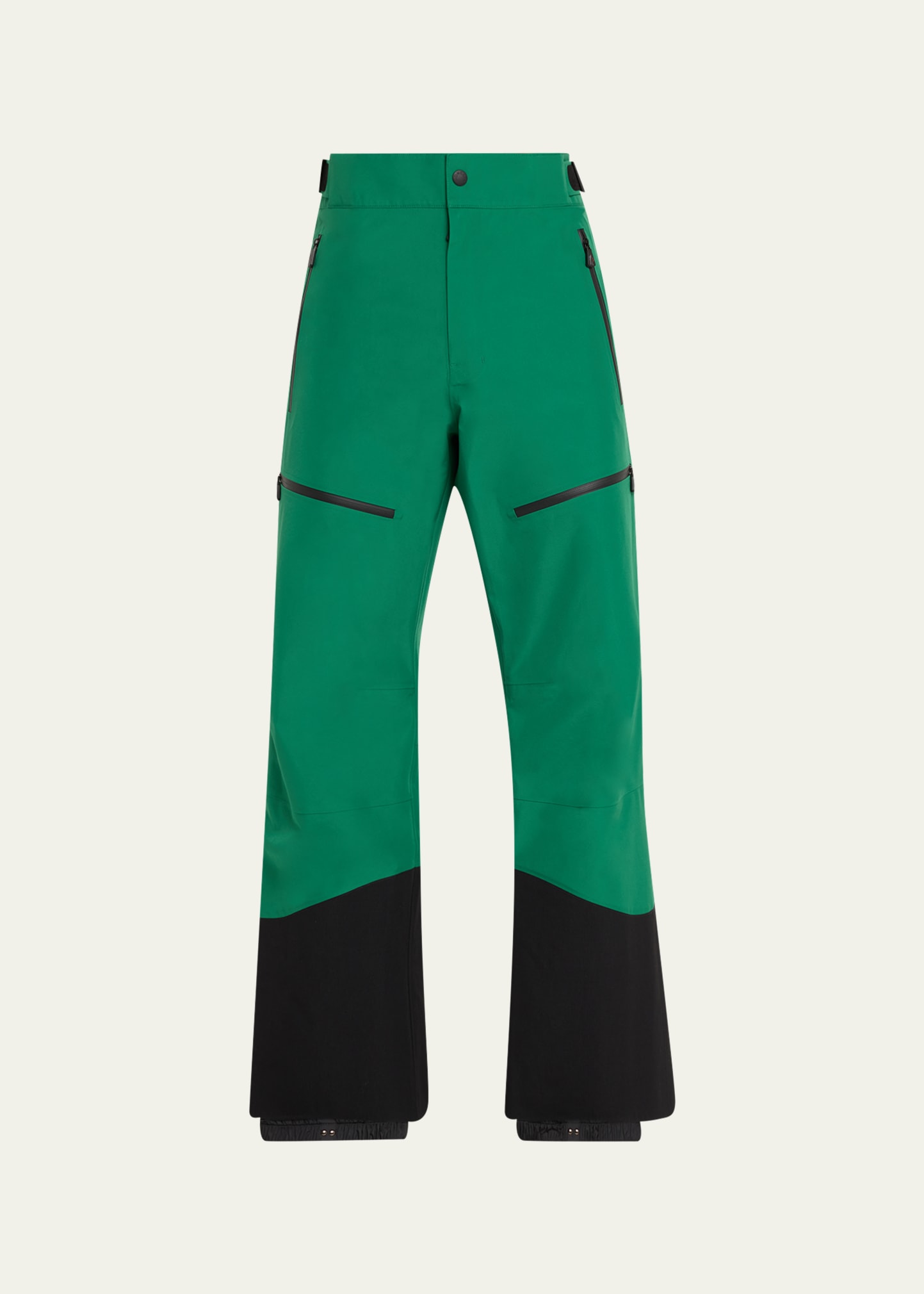 Shop Moncler Men's Colorblock Suspender Ski Pants In Medium Green