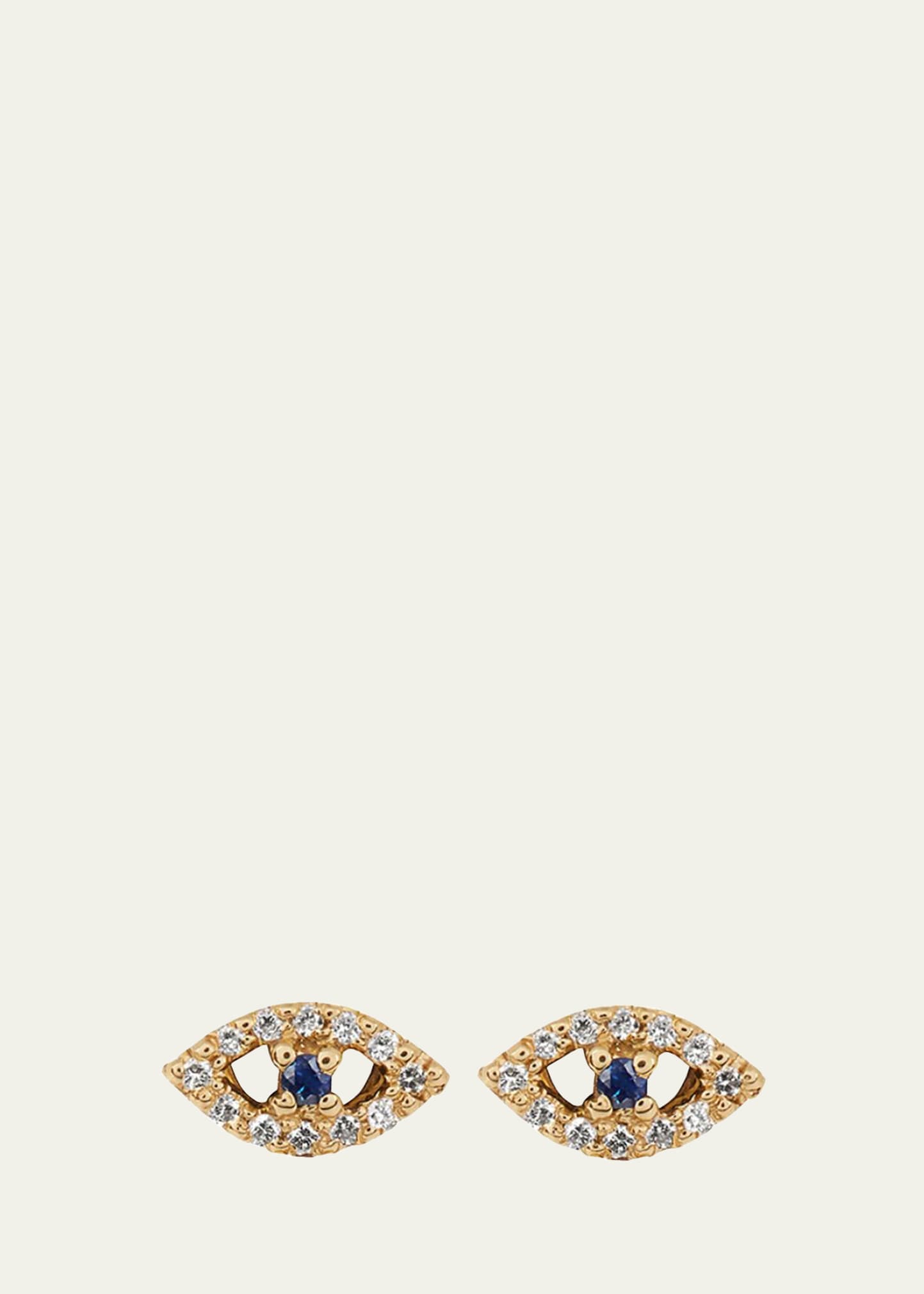 Ileana Makri Blue Sapphire And Diamond Kitten Eye Stud Earrings In Yg
