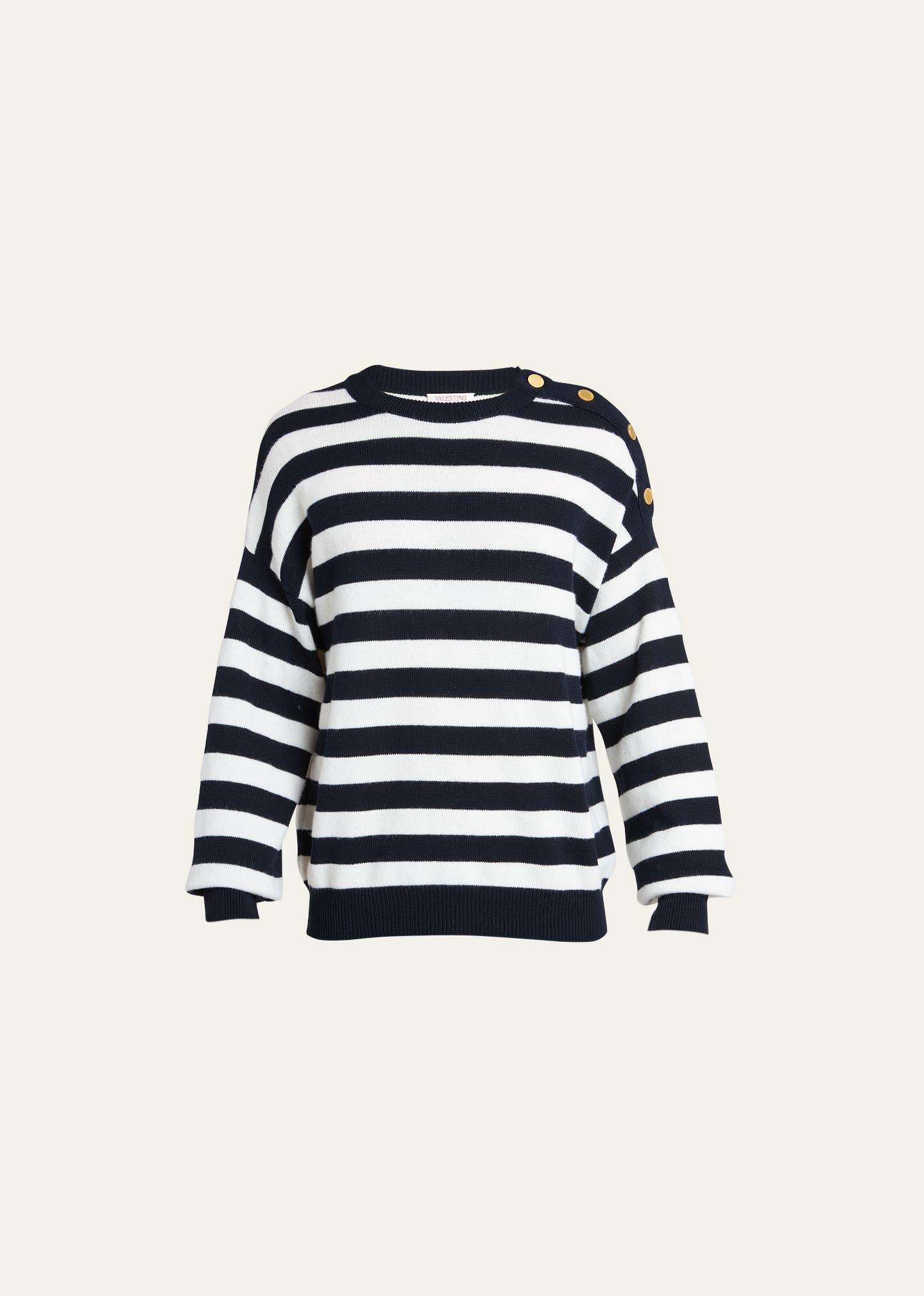 Shop Valentino Men's Block Stripe Sweater In Navy/ivy