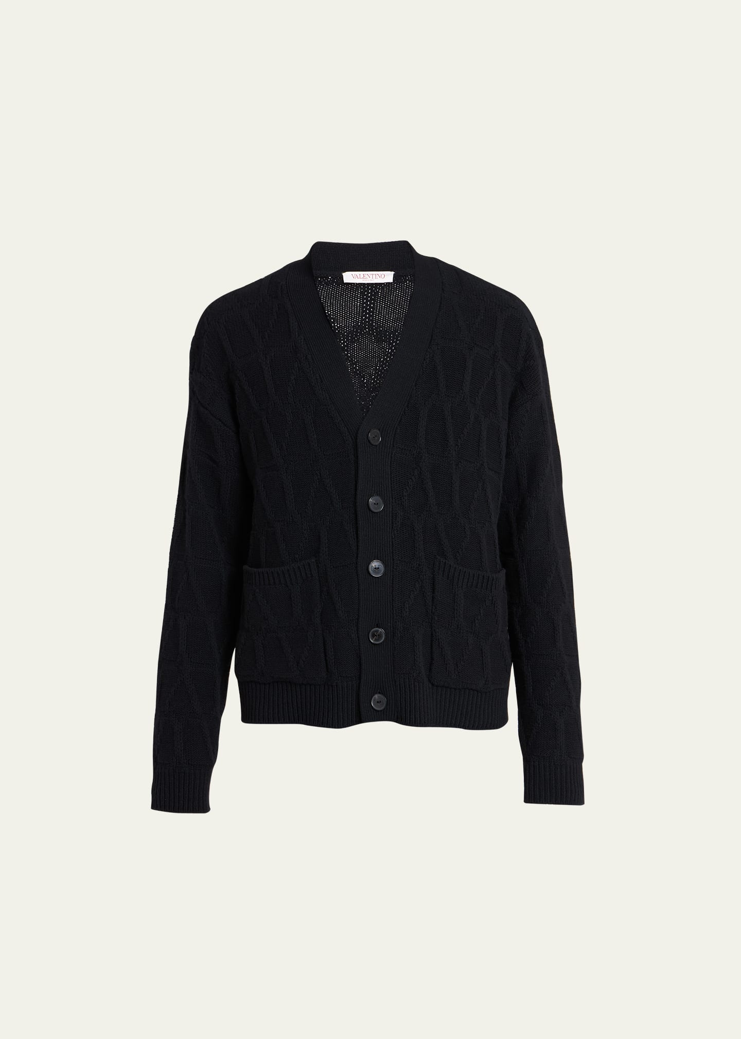 Valentino Textured Wool Cardigan With Embroidered Motif In St. Toile Iconogr