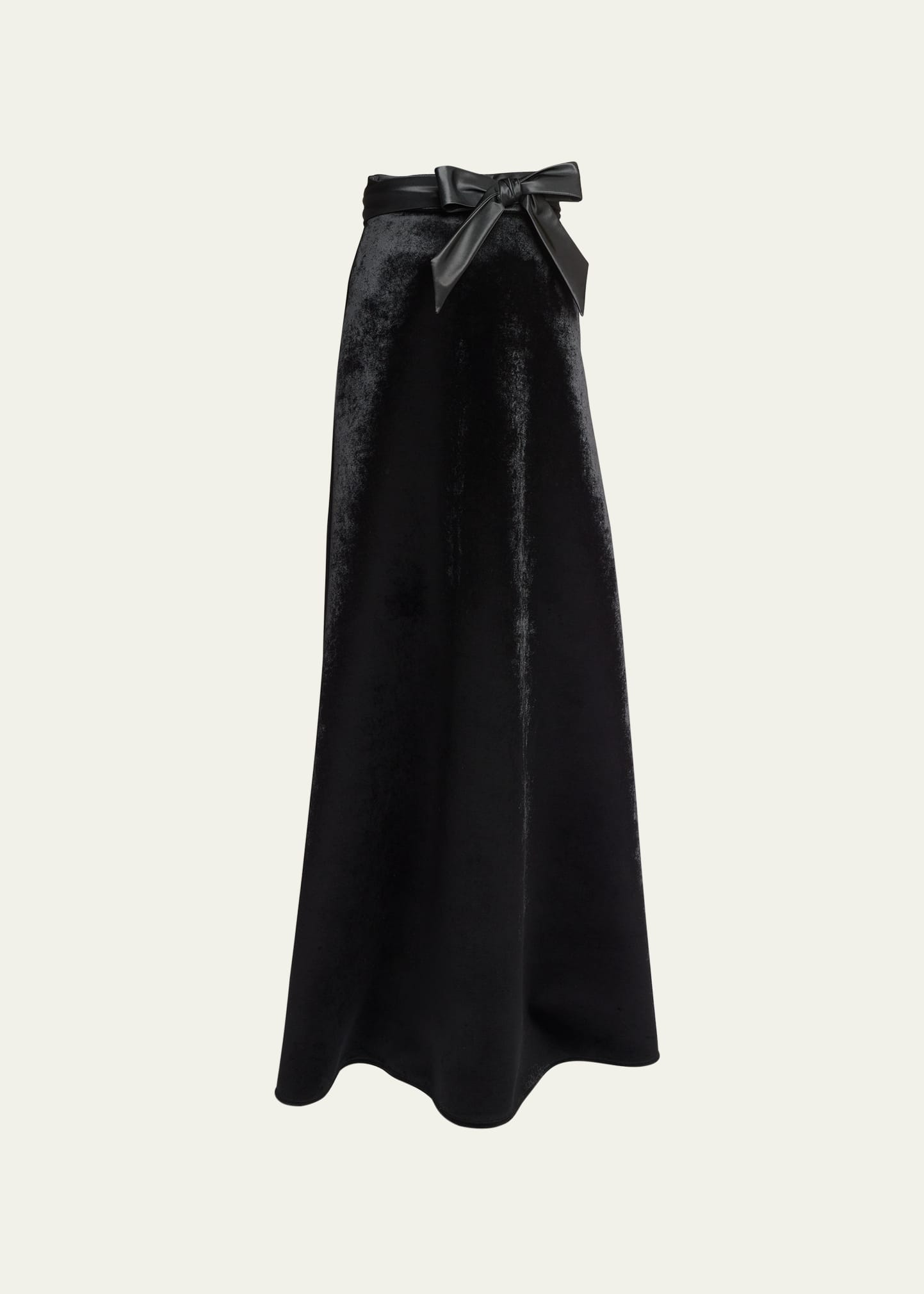 Shop Balenciaga Velvet Maxi Skirt With Bow Detail In Noir