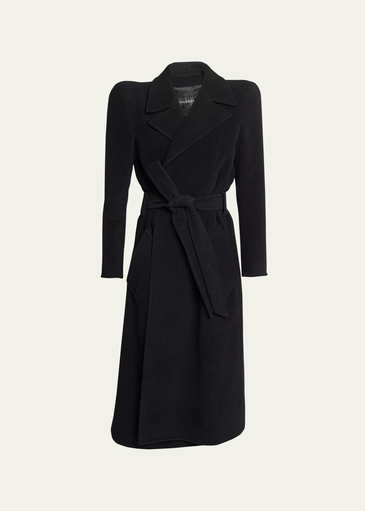 Balenciaga Felted Cashmere-blend Mid Coat In Noir