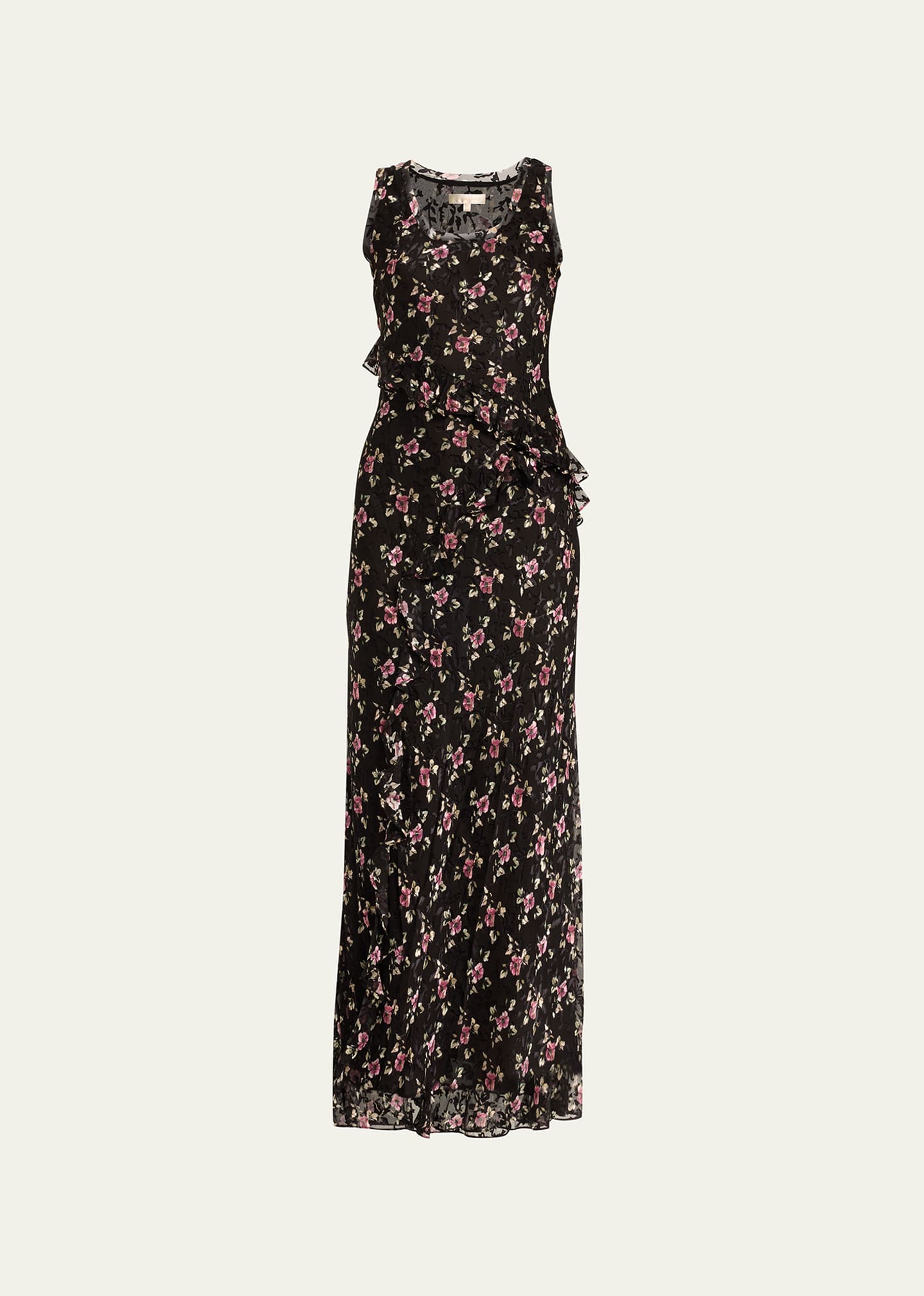 Shop Loveshackfancy Thisbe Sleeveless Floral Burnout Ruffle Maxi Dress In Autumn Day