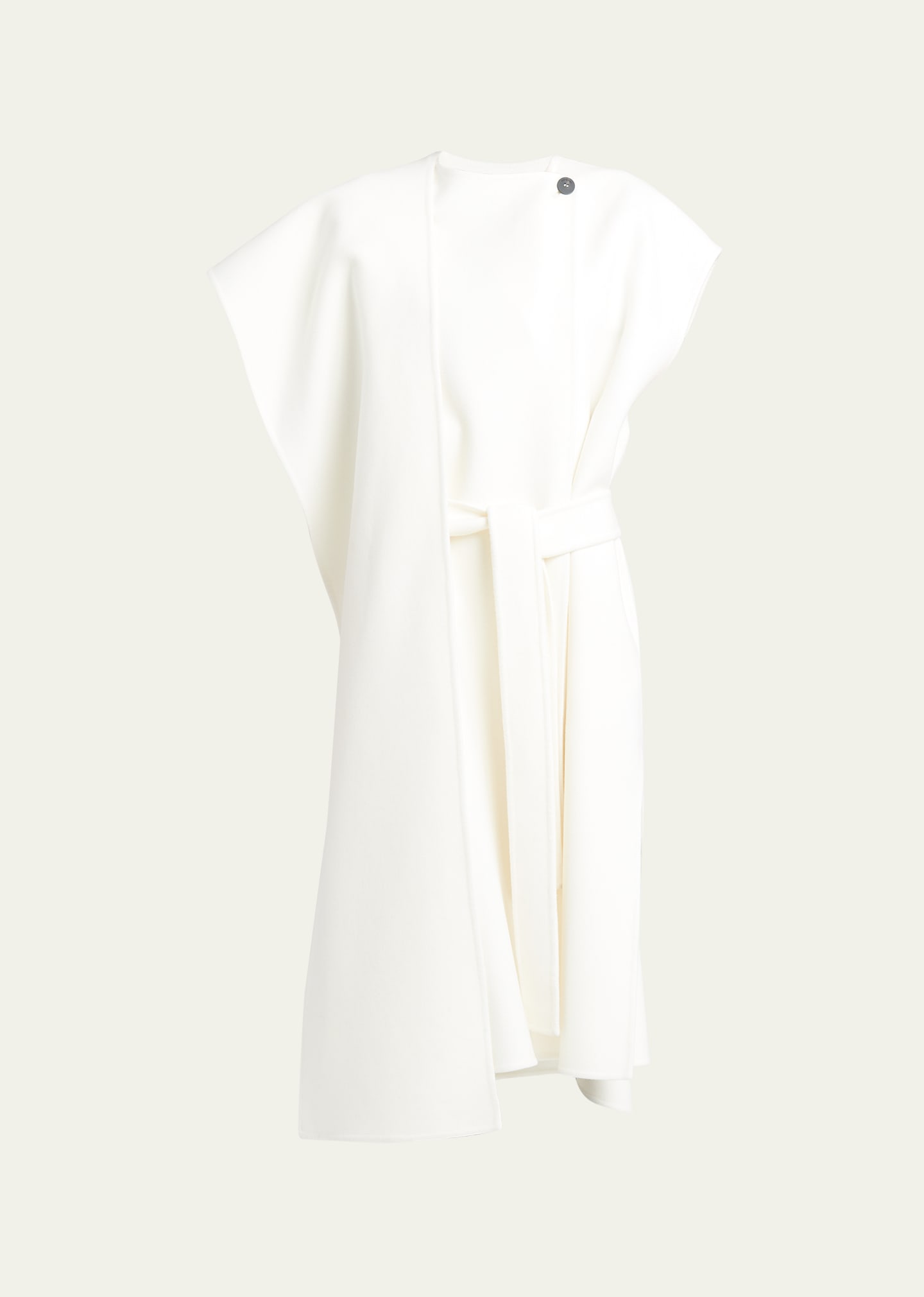 Short-Sleeve Midi Wrap Coat Dress