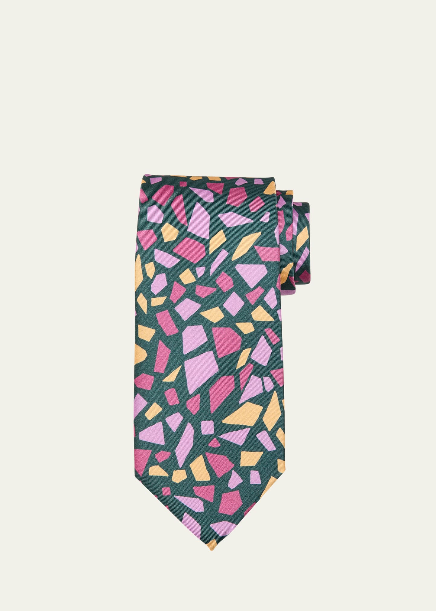 Charvet Men's Geometric-print Silk Tie In 7 Grn