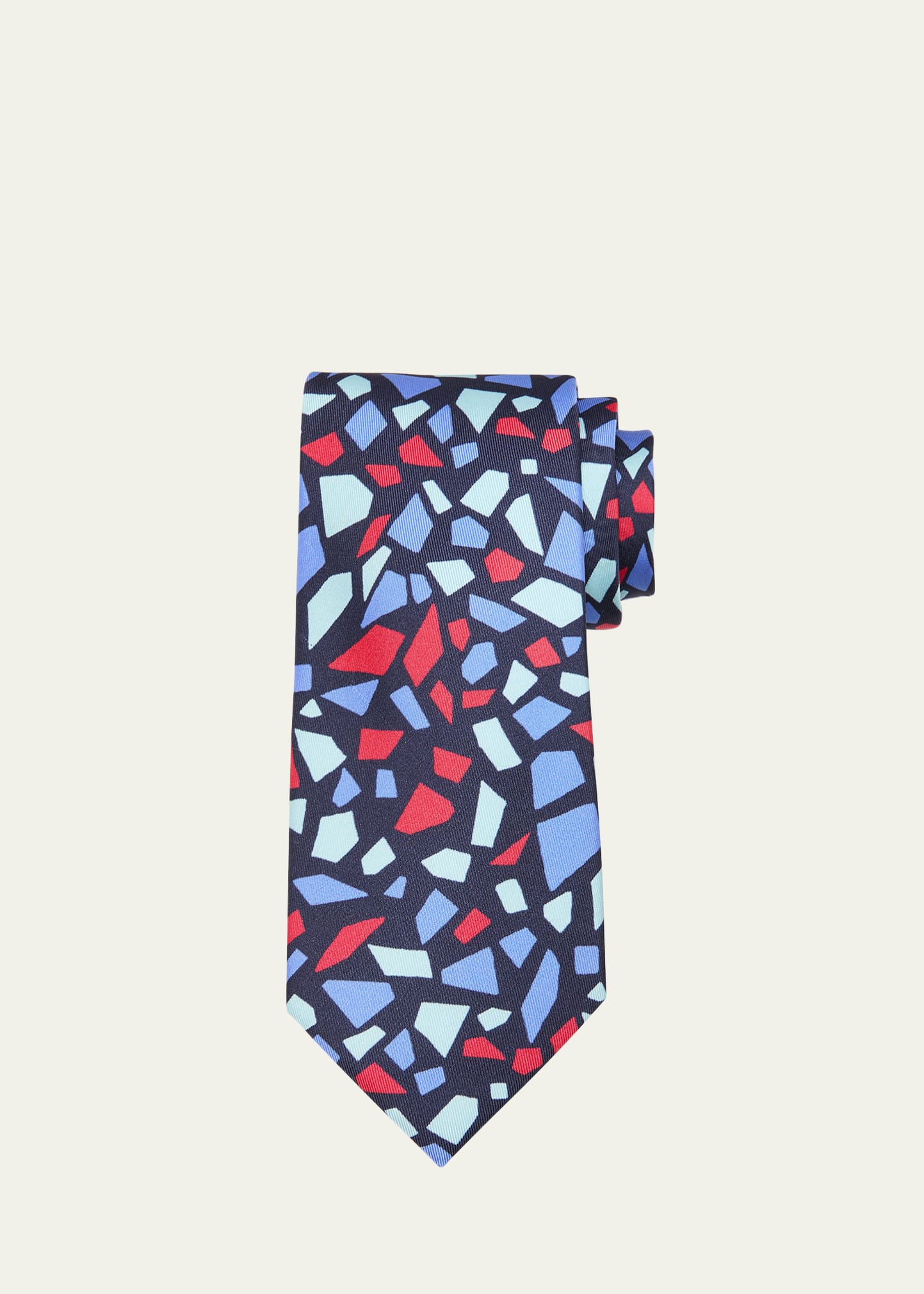 Charvet Men's Geometric-print Silk Tie In 5 Nvy