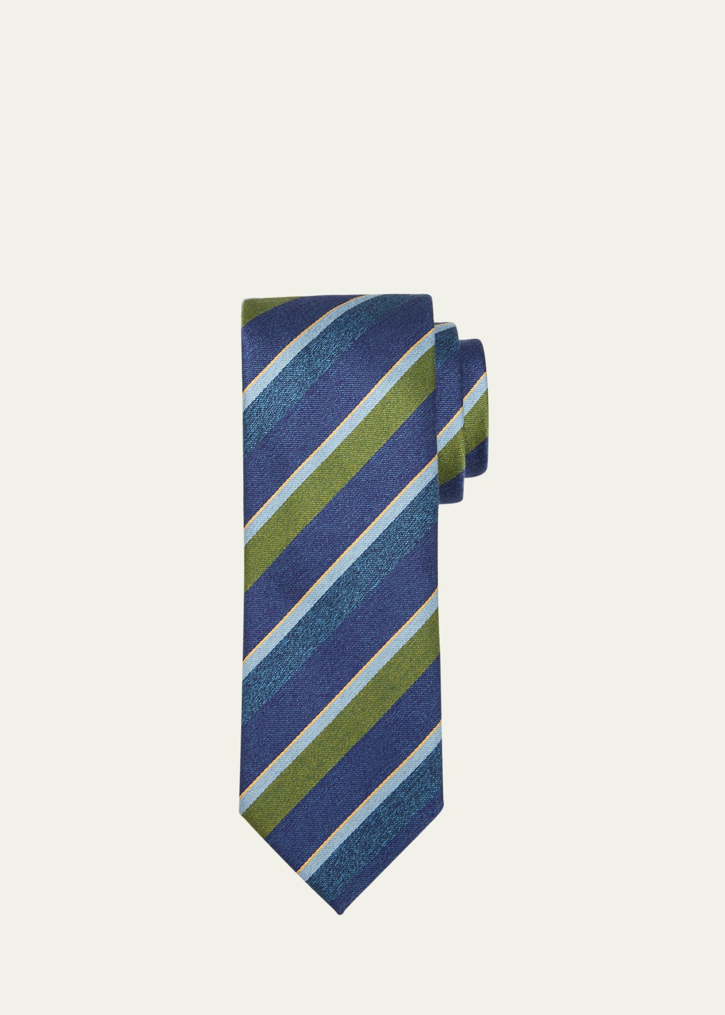 Charvet Men's Multi-stripe Schappe Silk Tie In 9 Green