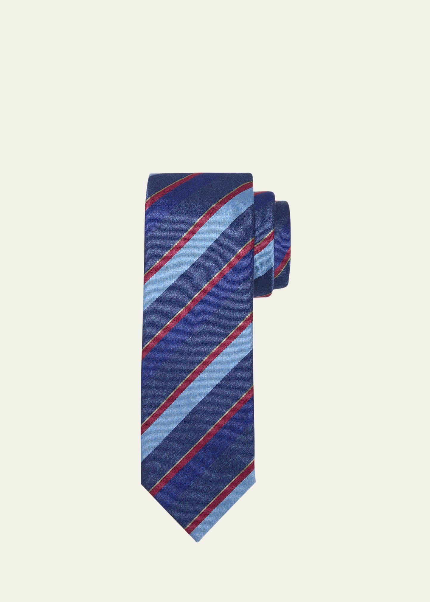 Charvet Men's Multi-stripe Schappe Silk Tie In 8 Blue