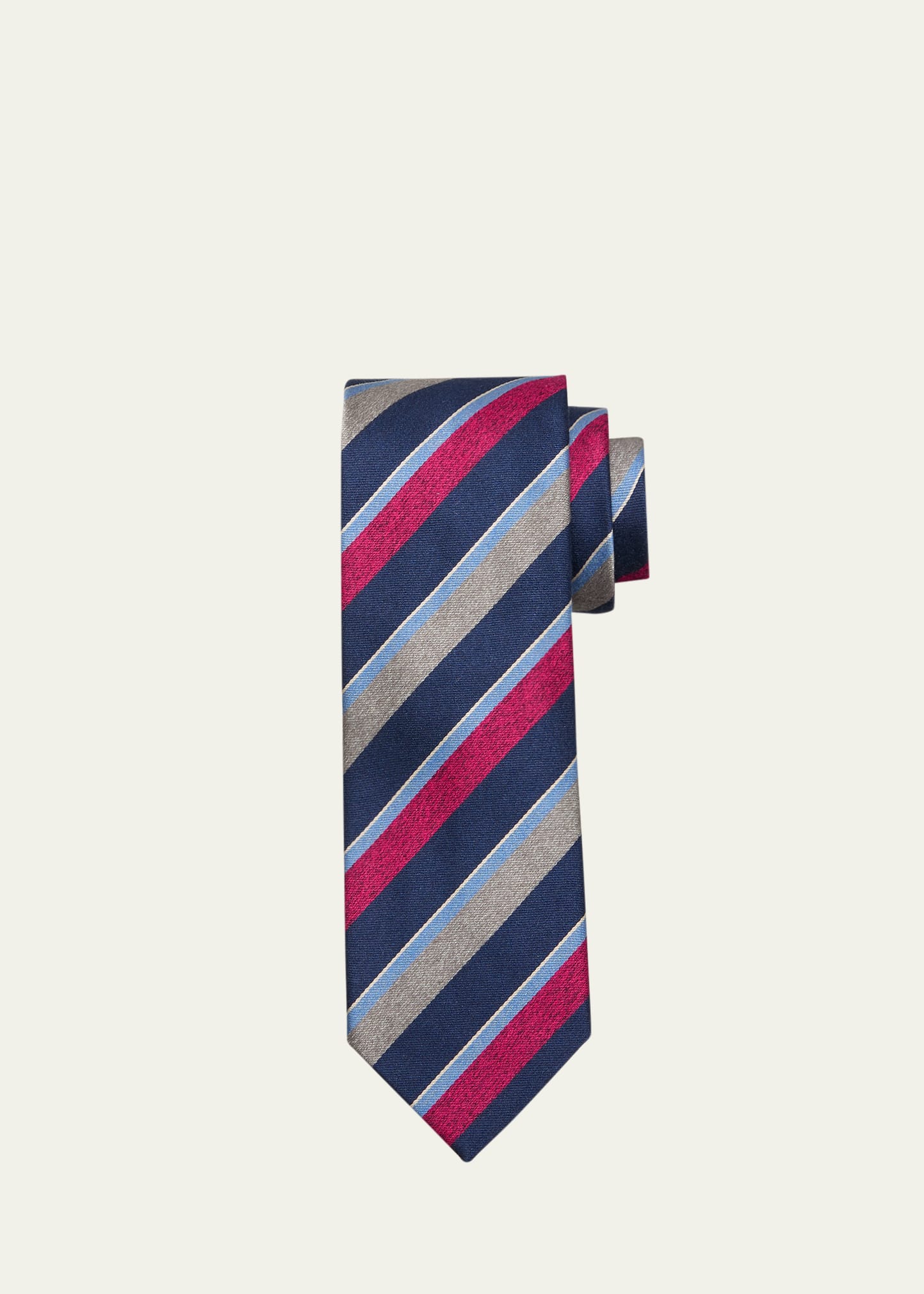 Charvet Men's Multi-stripe Schappe Silk Tie In 2 Navy