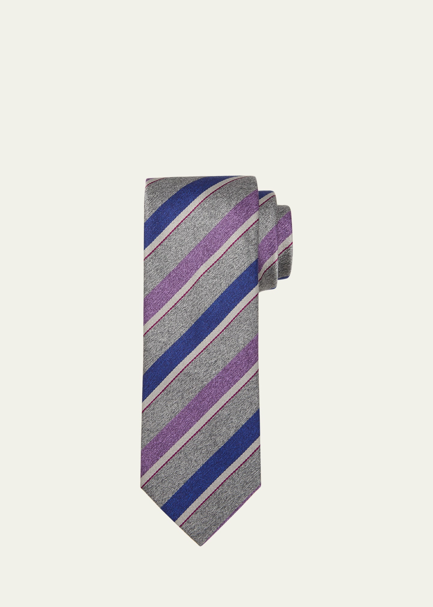 Charvet Men's Multi-stripe Schappe Silk Tie In 17 Purple