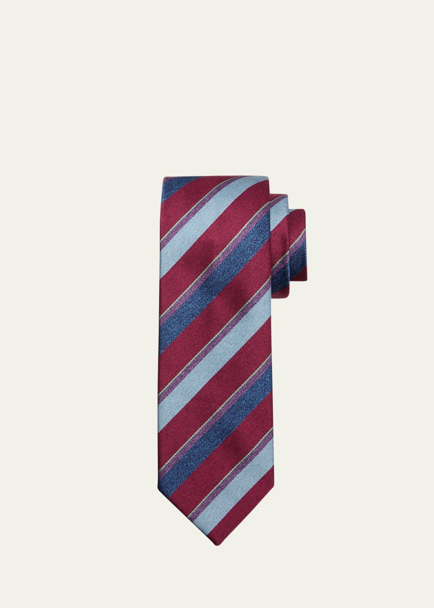 Charvet Men's Multi-stripe Schappe Silk Tie In 13 Red