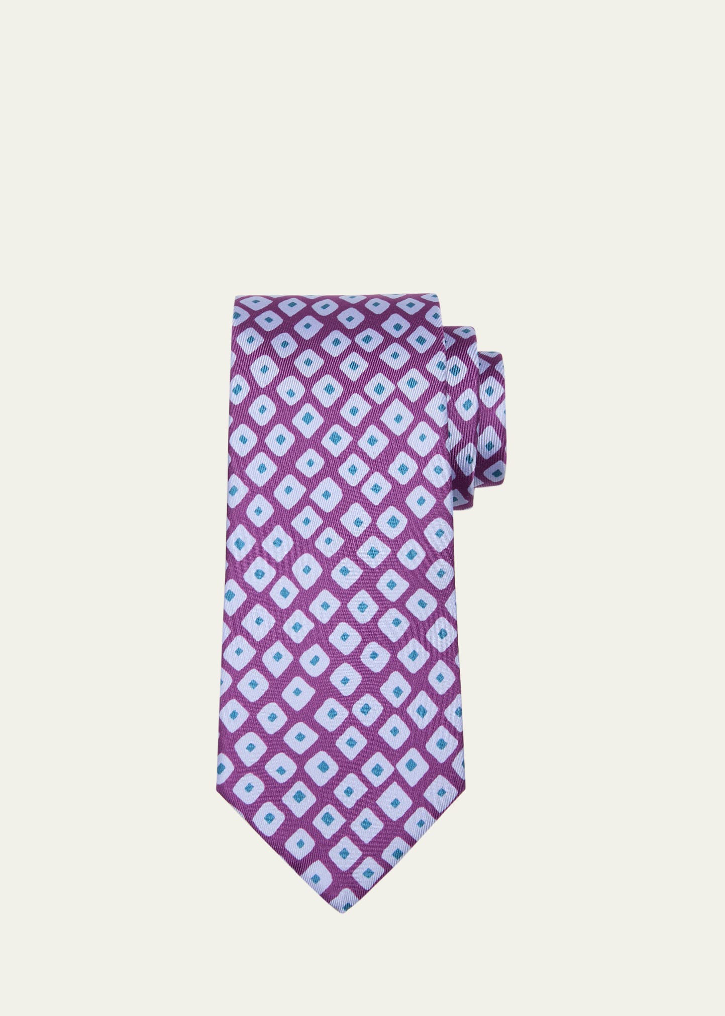 Charvet Men's Square-printed Silk Tie In 7 Pur