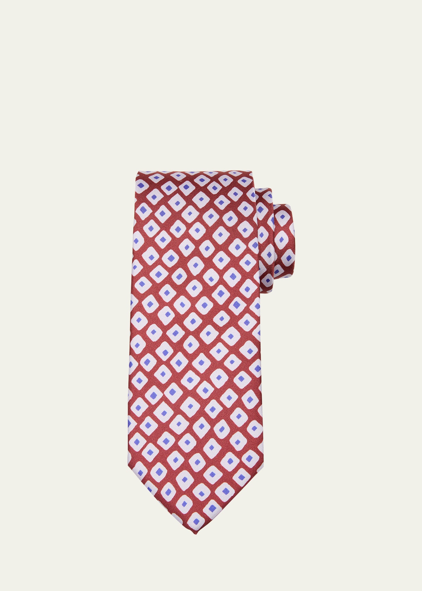 Charvet Men's Square-printed Silk Tie In Blue
