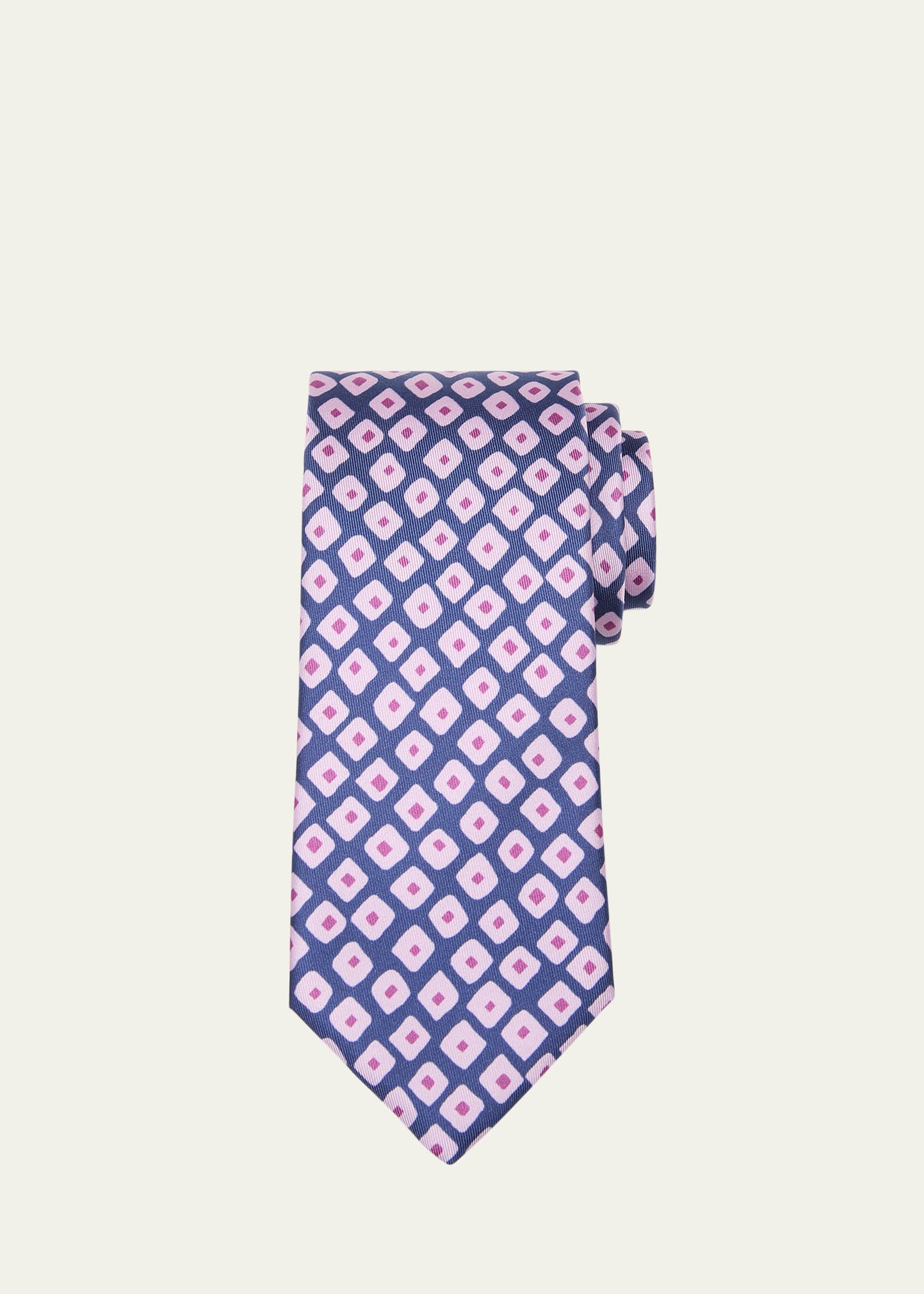 Charvet Men's Square-printed Silk Tie In 3 Pnk