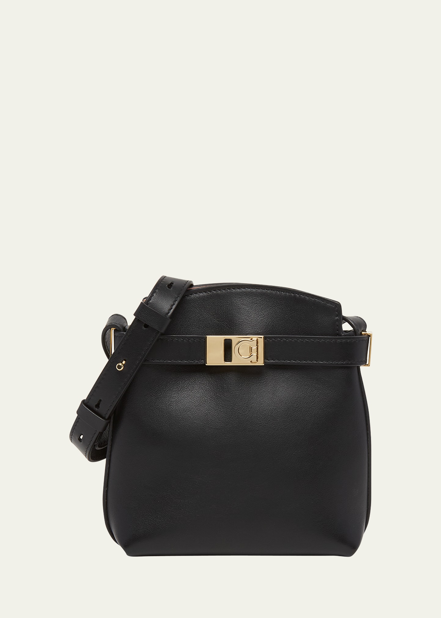 Ferragamo Hug Mini Bicolor Leather Crossbody Bag In Nero