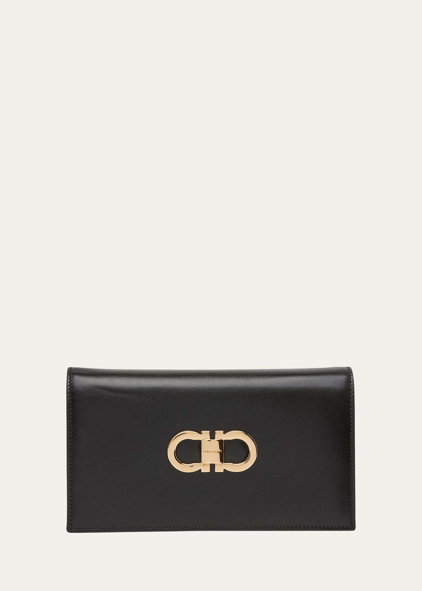 Ferragamo Mini Double Gancio Leather Shoulder Bag In Nero