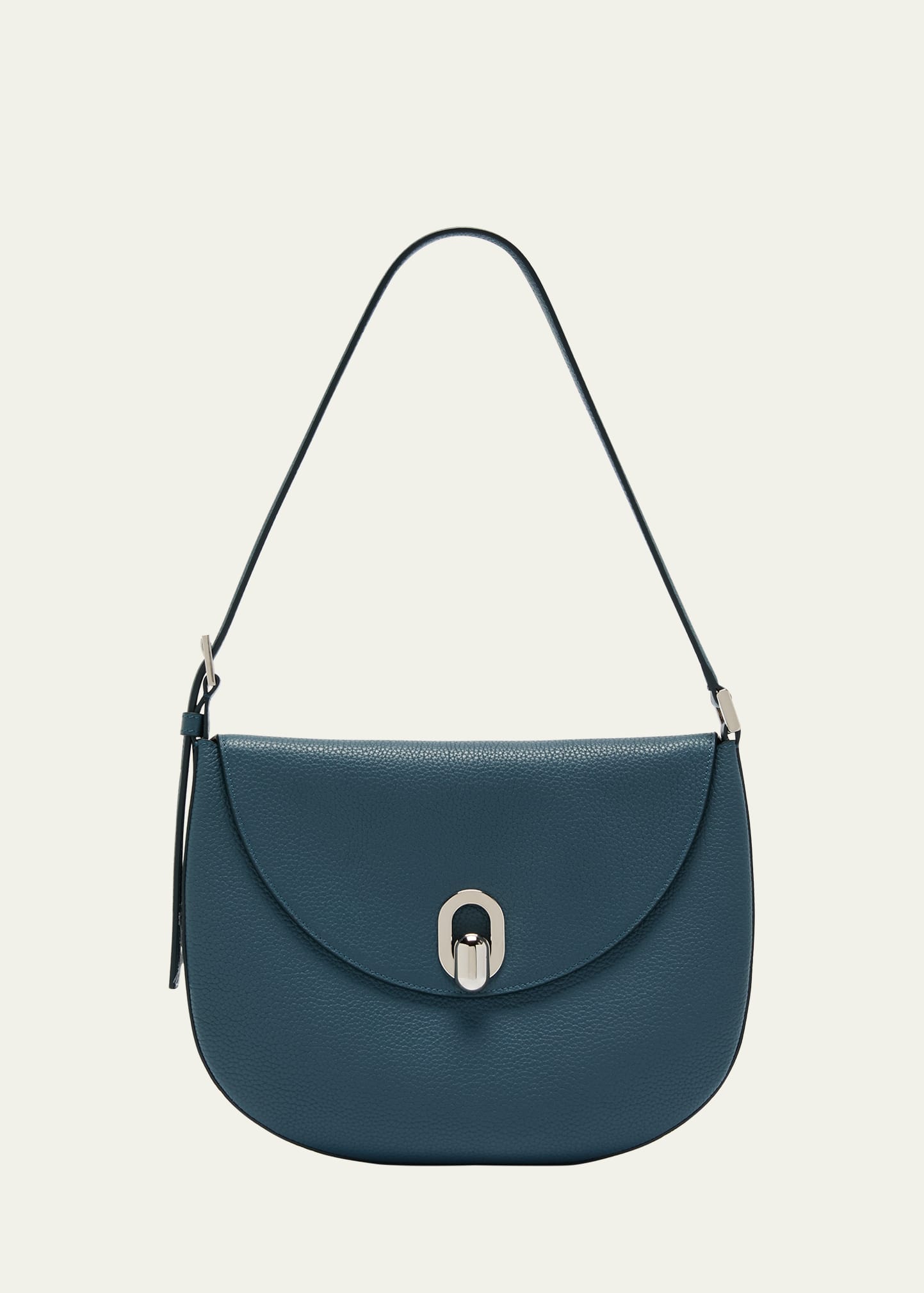 Savette Tondo Small Grain Leather Hobo Bag In Ocean