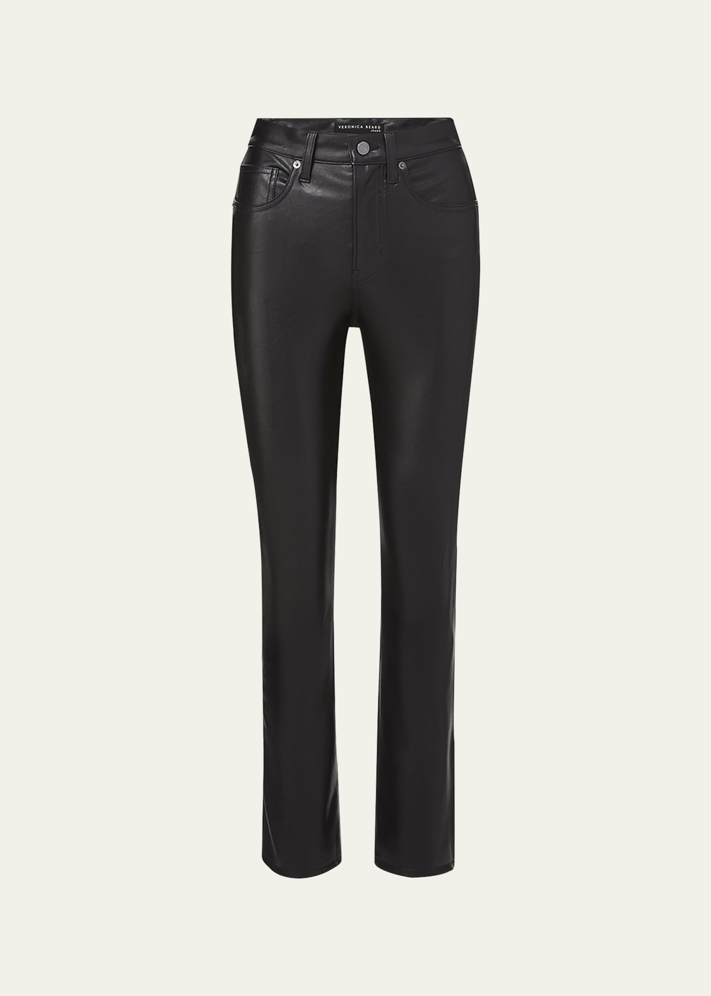 VERONICA BEARD CARLY VEGAN LEATHER KICK-FLARE CROPPED JEANS
