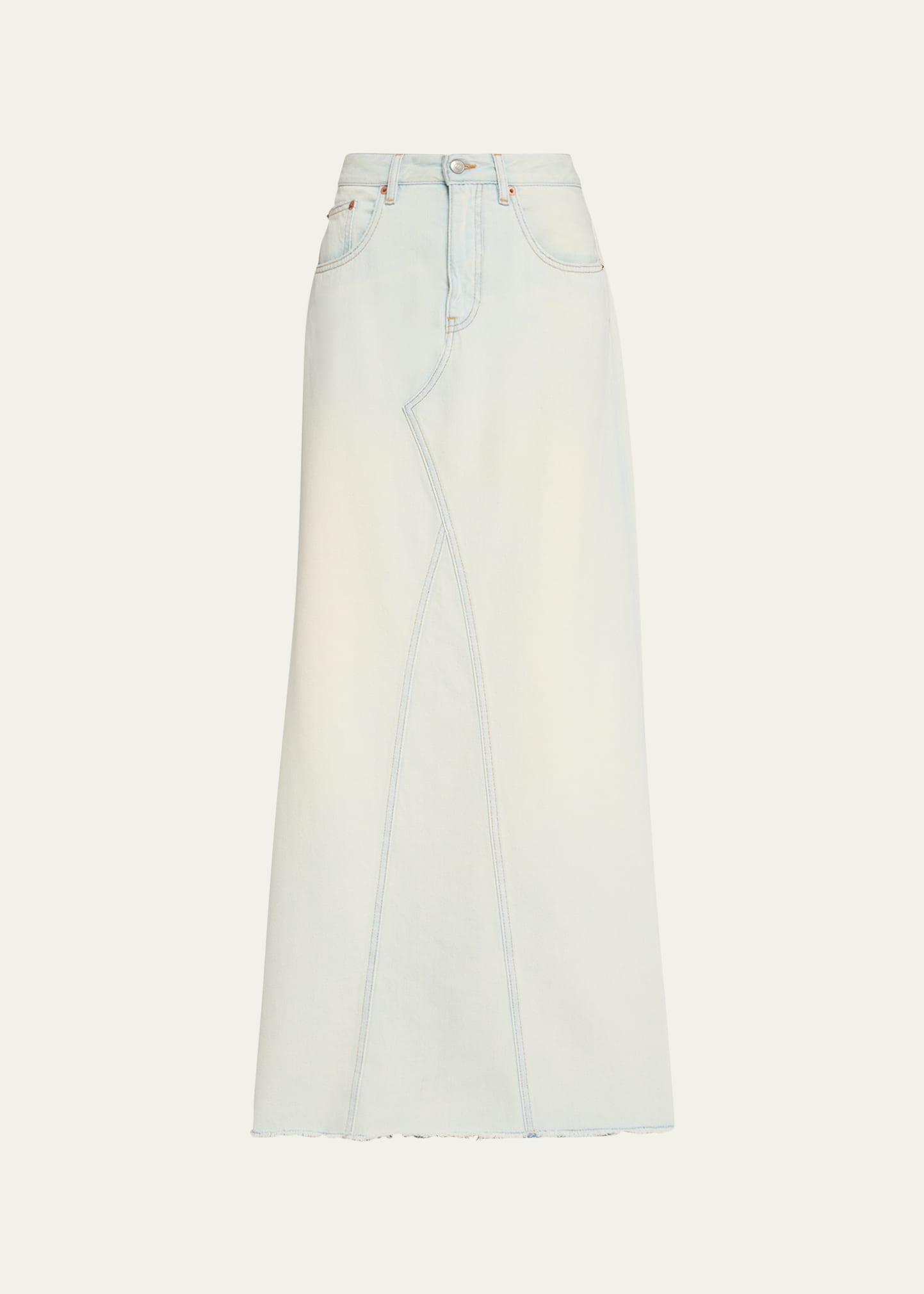 Shop Mm6 Maison Margiela Long Denim Skirt In Light Blue