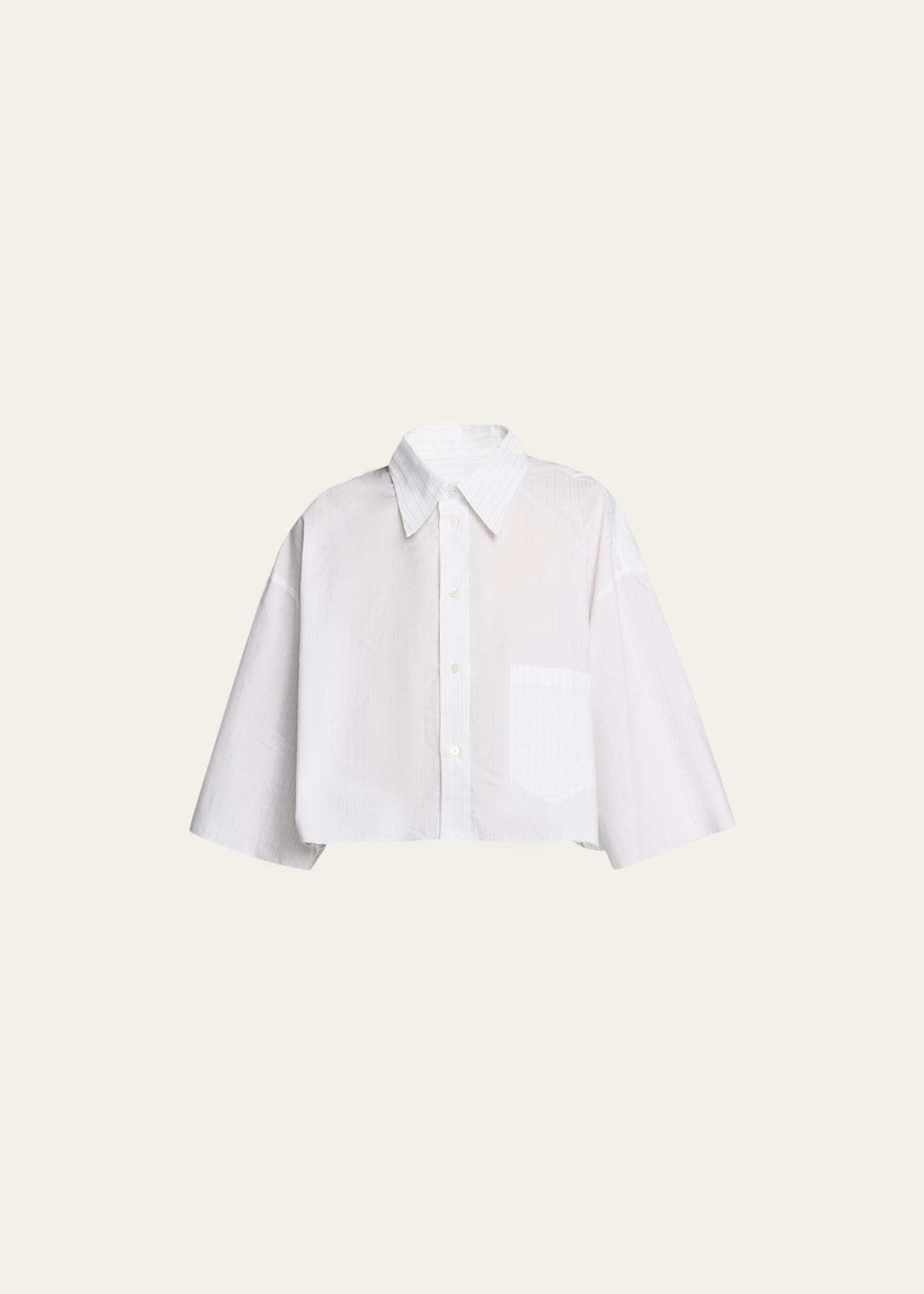 Mm6 Maison Margiela Pinstripe Cropped Short-sleeve Shirt In White