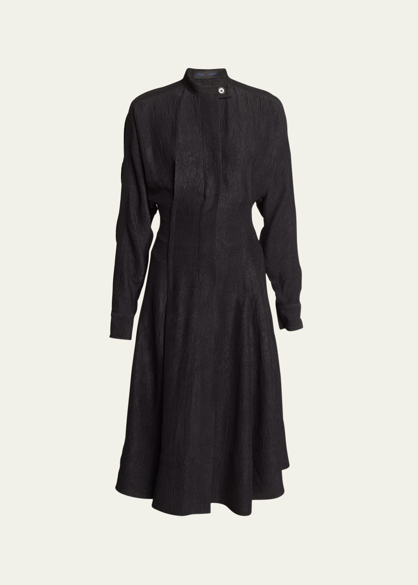 Proenza Schouler Button-hem Crushed Matte Satin Midi Shirtdress In Black