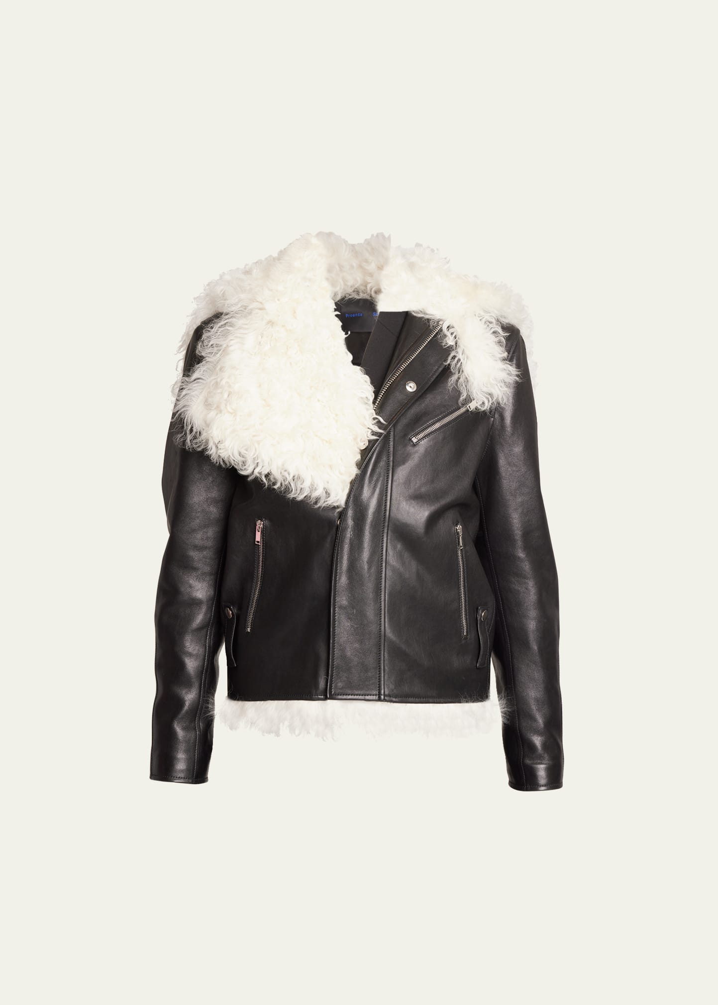 Proenza Schouler Leather Motorcycle Jacket with Shearling Lining