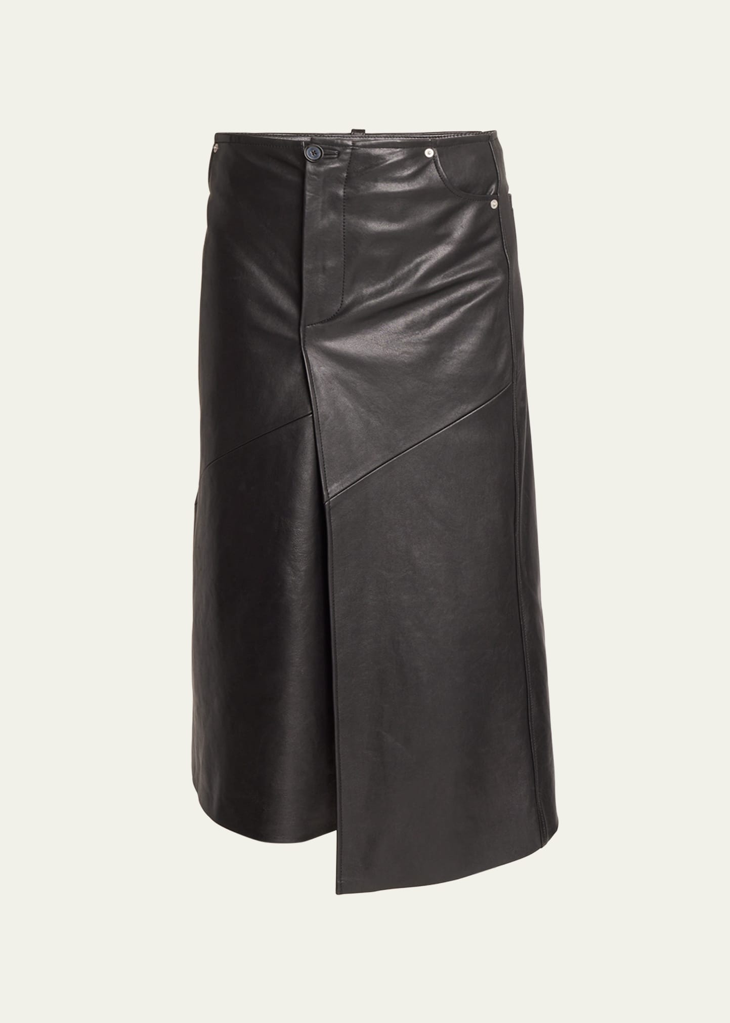 Proenza Schouler Asymmetric Leather Midi Skirt In Black