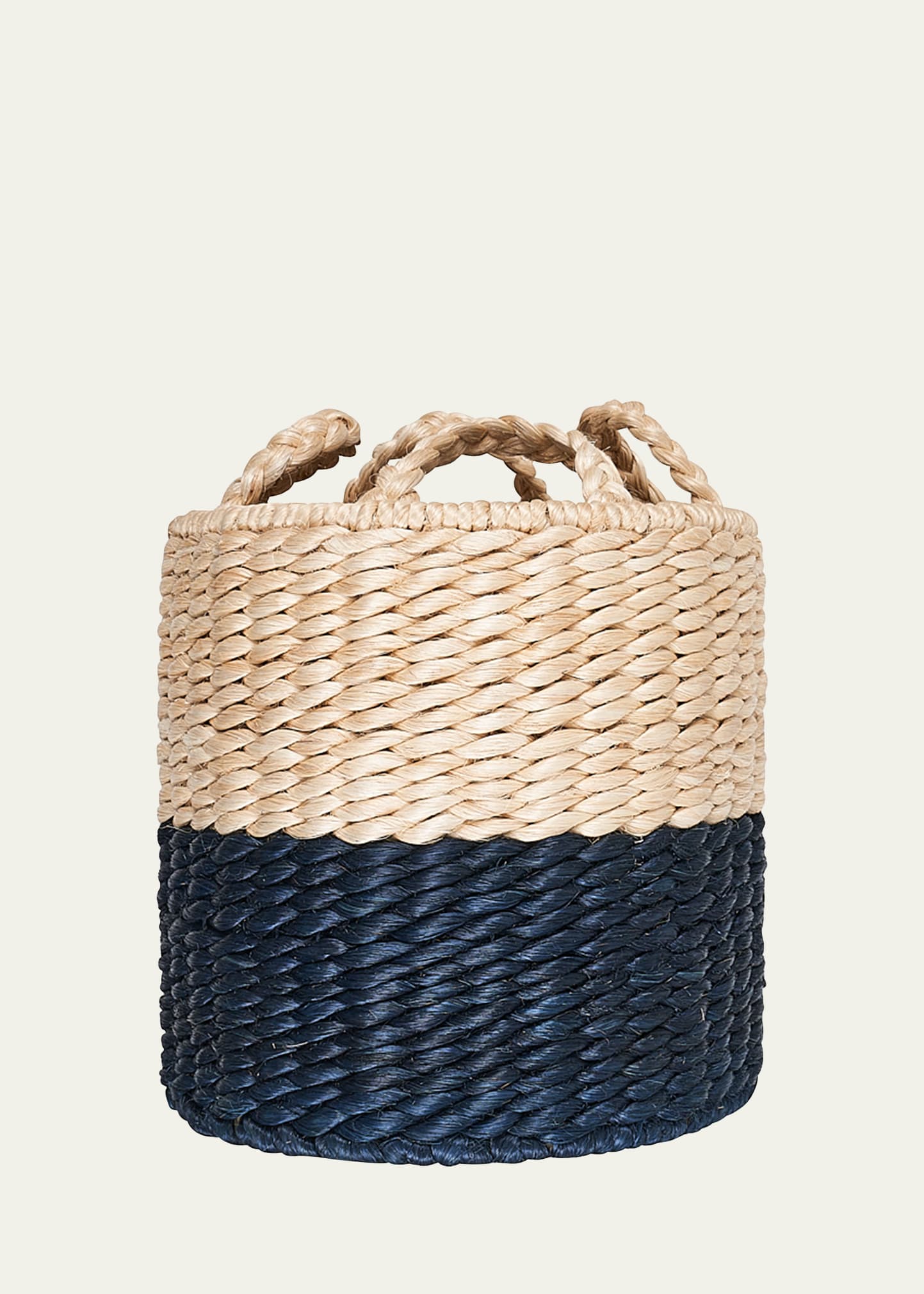 Schumacher Lubid Blue-dipped Abaca Basket, 24" In Blue Dipped