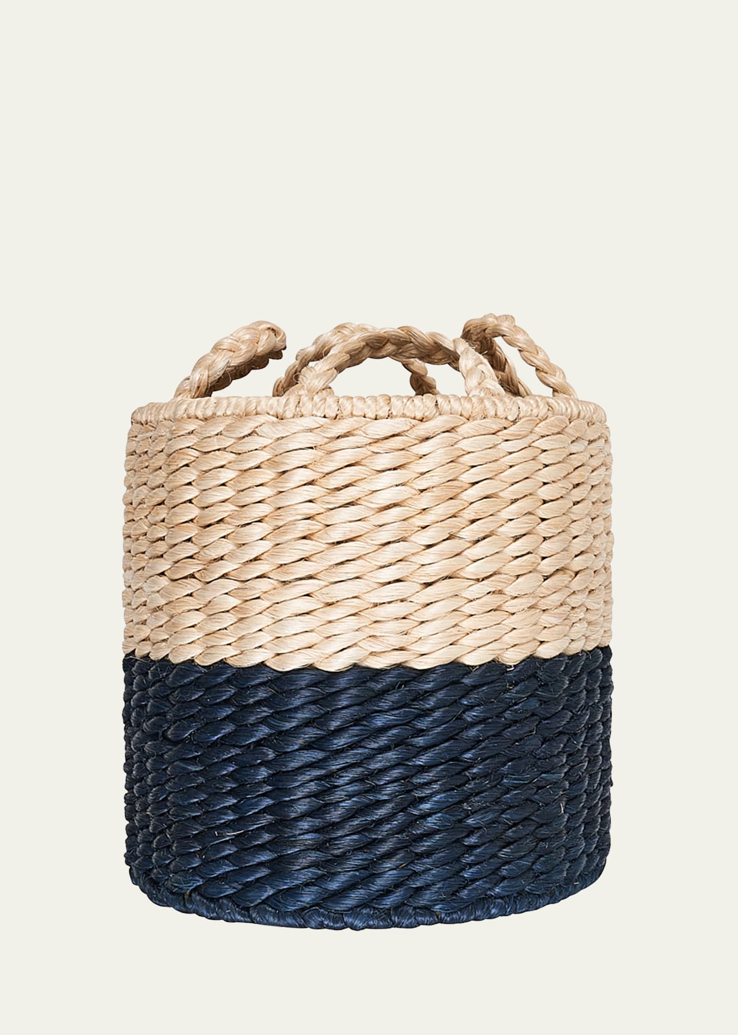 Schumacher Lubid Blue-dipped Abaca Basket, 20" In Blue Dipped
