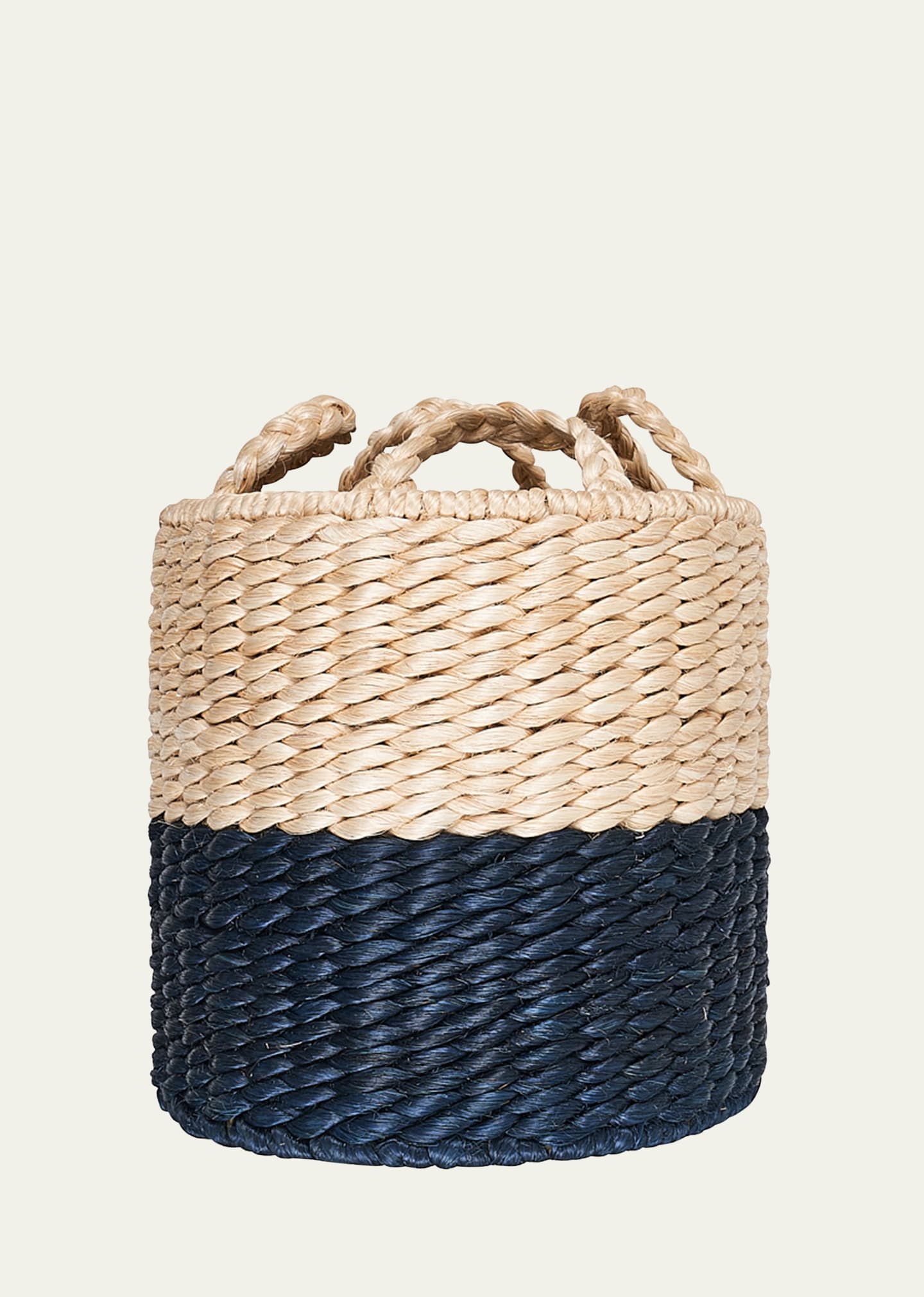 Schumacher Lubid Blue-dipped Abaca Basket, 16" In Blue Dipped