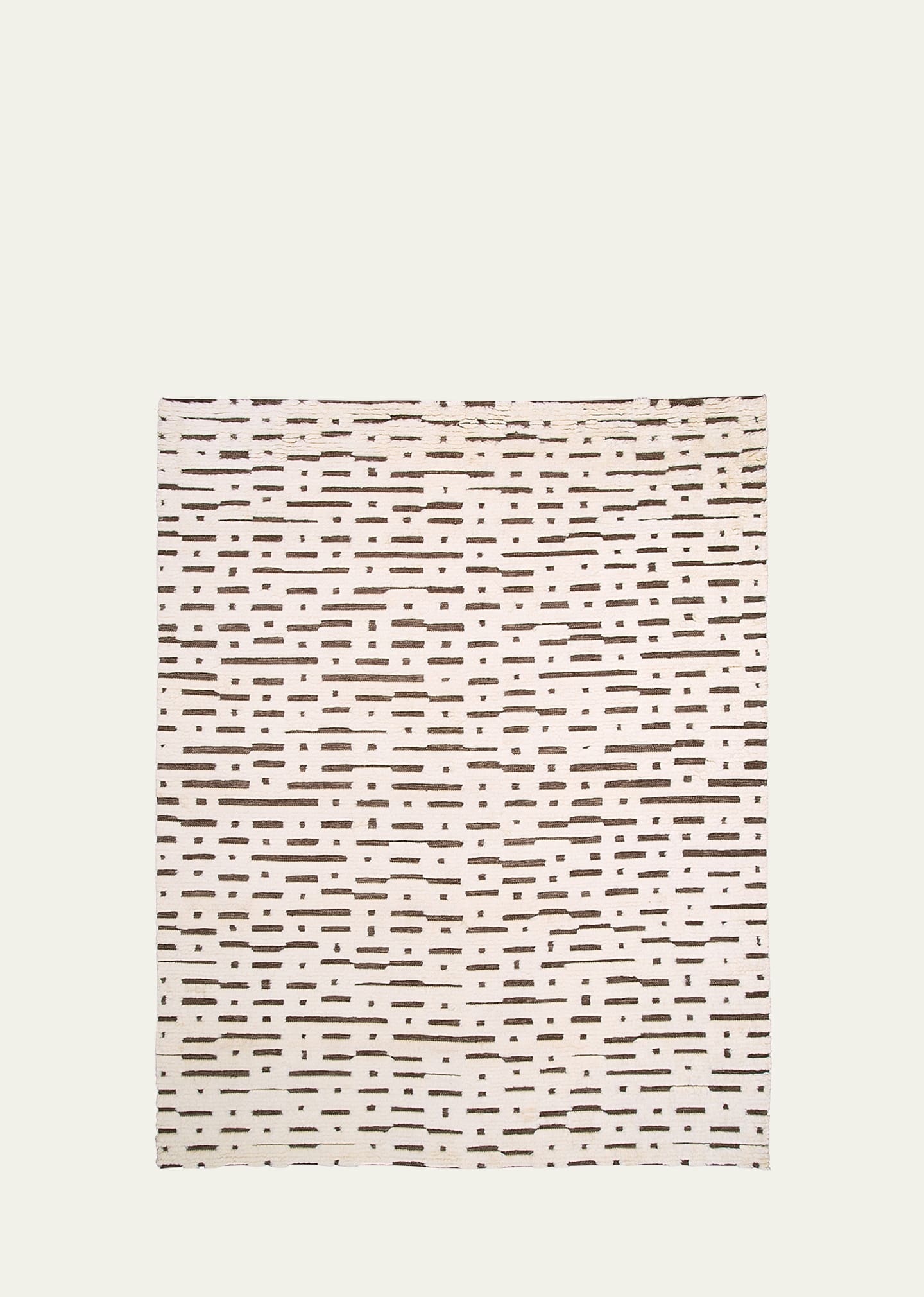 Schumacher Abstract Ikat Rug, 9' X 12' In Ivory &amp; Brown