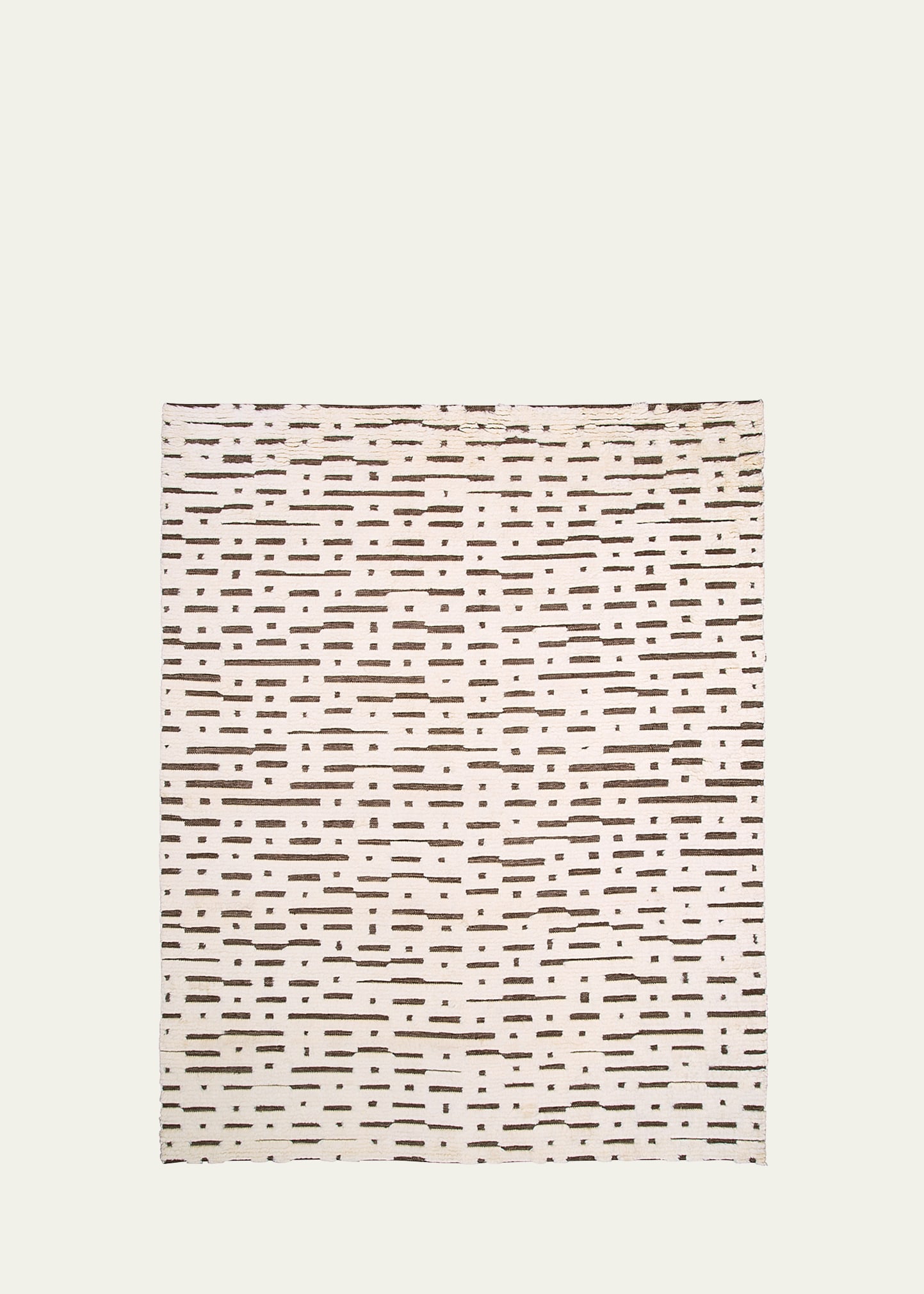 Schumacher Abstract Ikat Rug, 8' X 10' In Ivory &amp; Brown