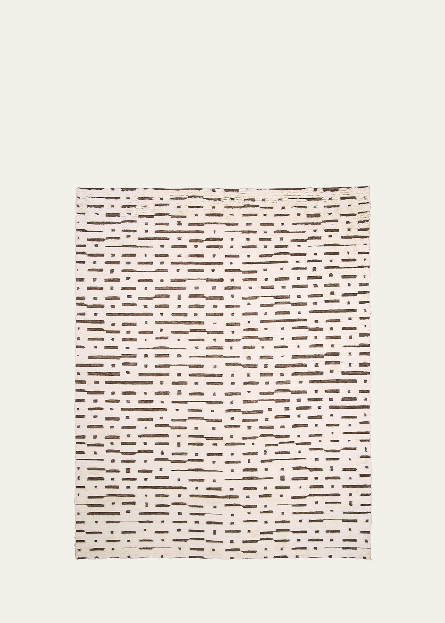 Schumacher Abstract Ikat Rug, 6' X 9' In Ivory &amp; Brown