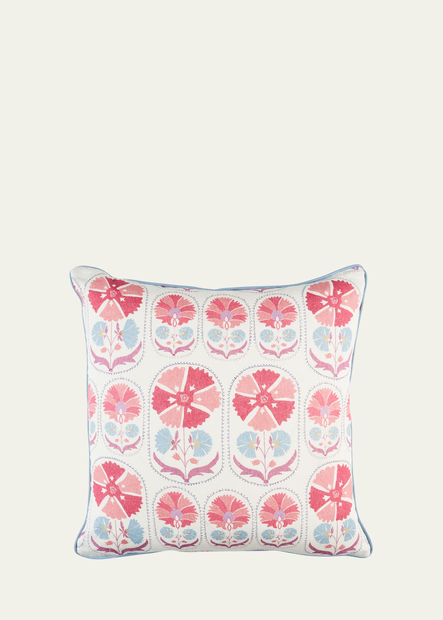 Schumacher Anjuna Floral Linen Pillow In Mulberry