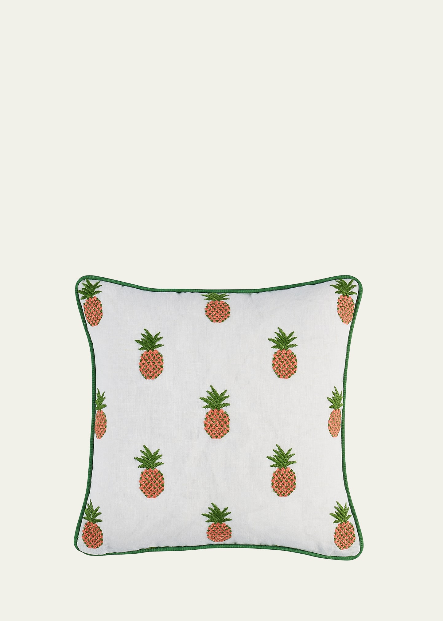 Schumacher Pineapple Embroidery Pillow In White