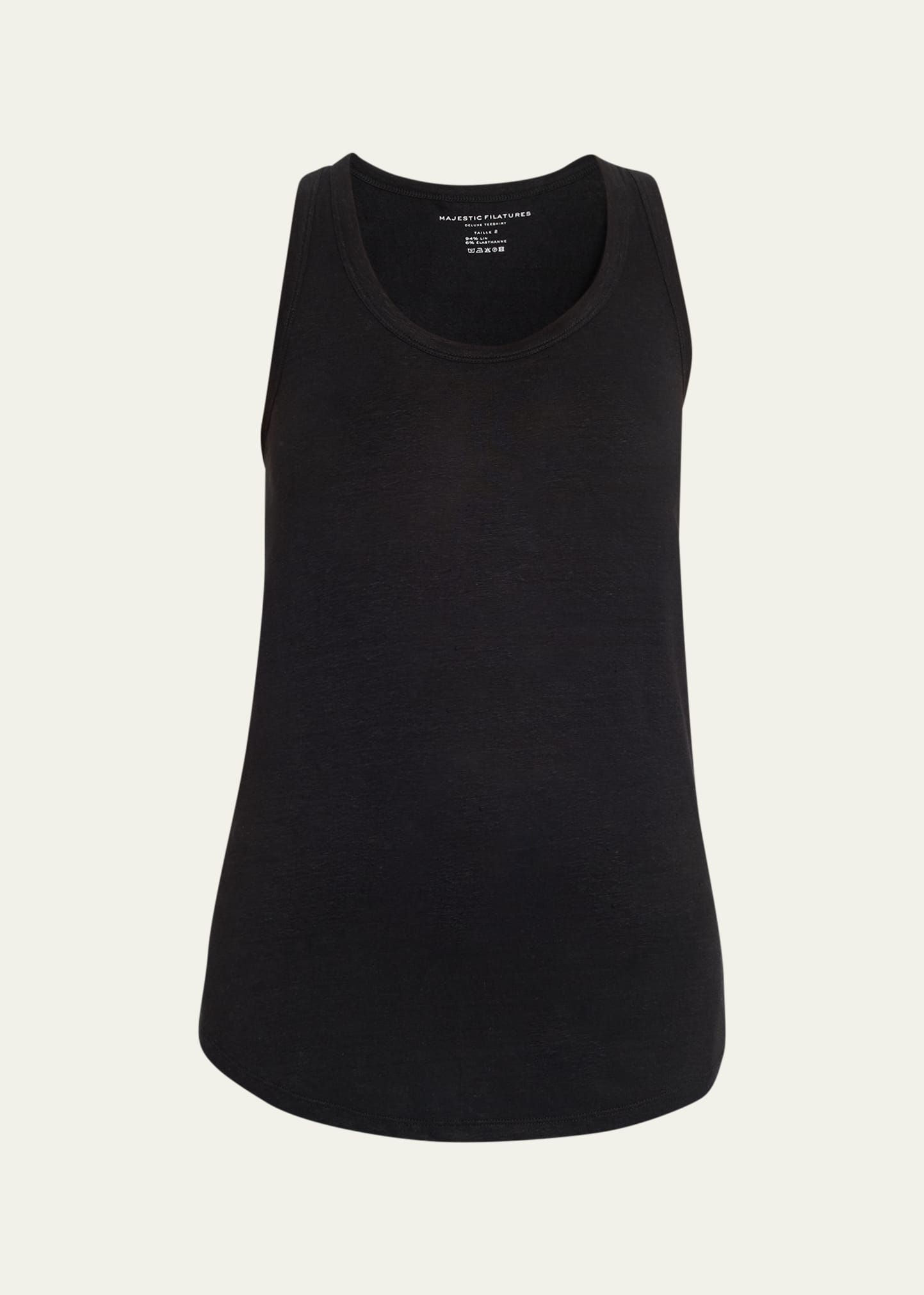 Majestic Linen Tank Top In 002 Noir