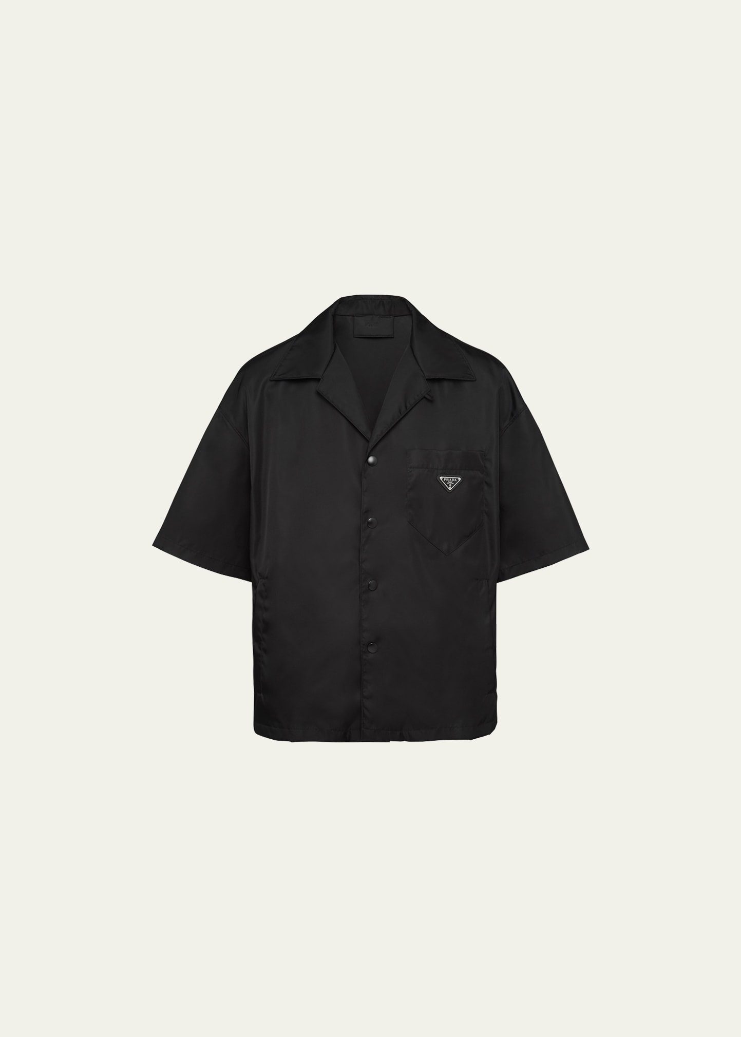 Shop Prada Men's Re-nylon Camp Shirt In Nero