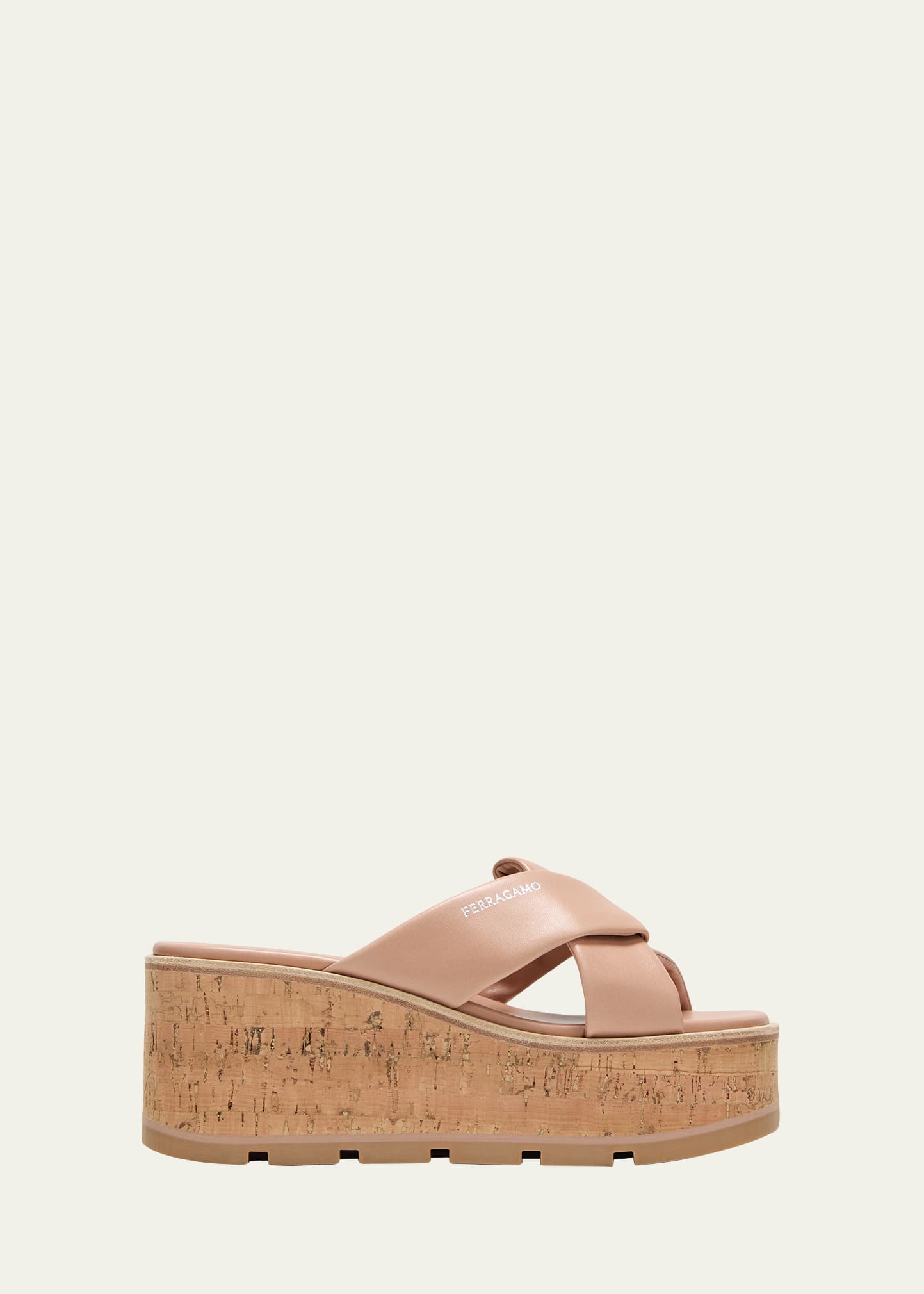 Shop Ferragamo Engracia Leather Cork Slide Sandals In Rosa Nude