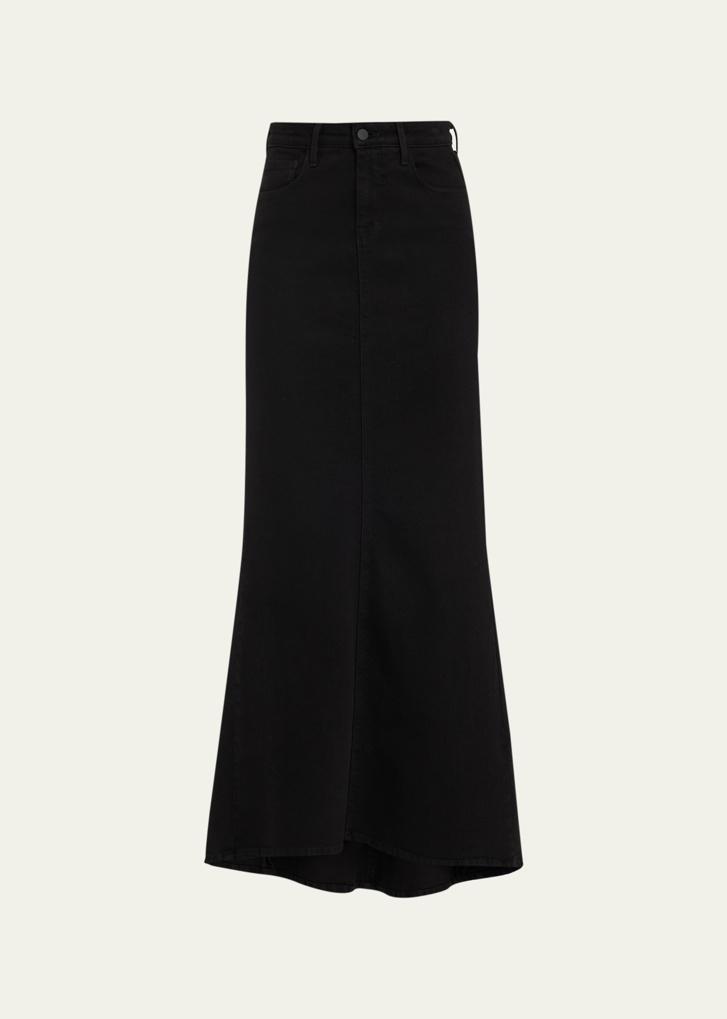 Shop L Agence Kailani Denim Mermaid Maxi Skirt In Saturated Black