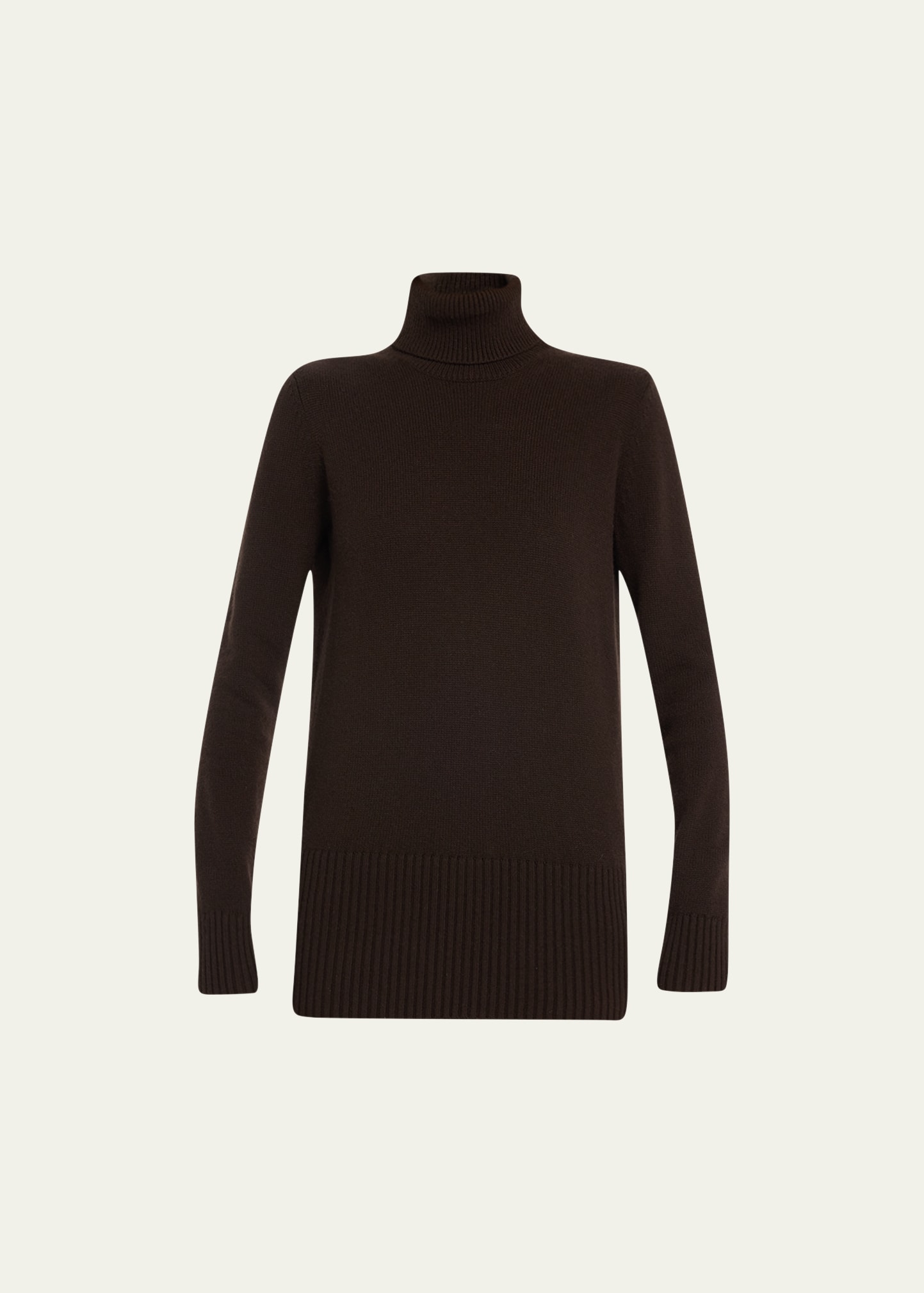 Michael Kors Longline Cashmere Turtleneck Sweater In Chocolate